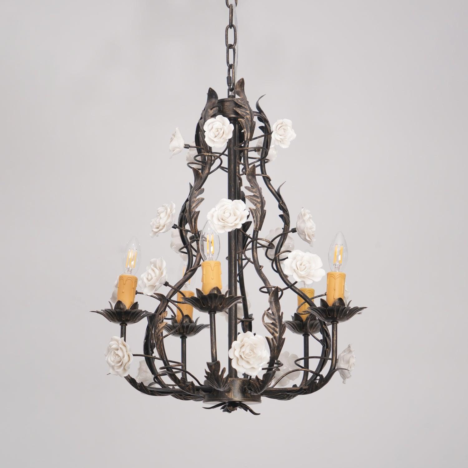 Rocaille Lustre Fleur Luxe Métal