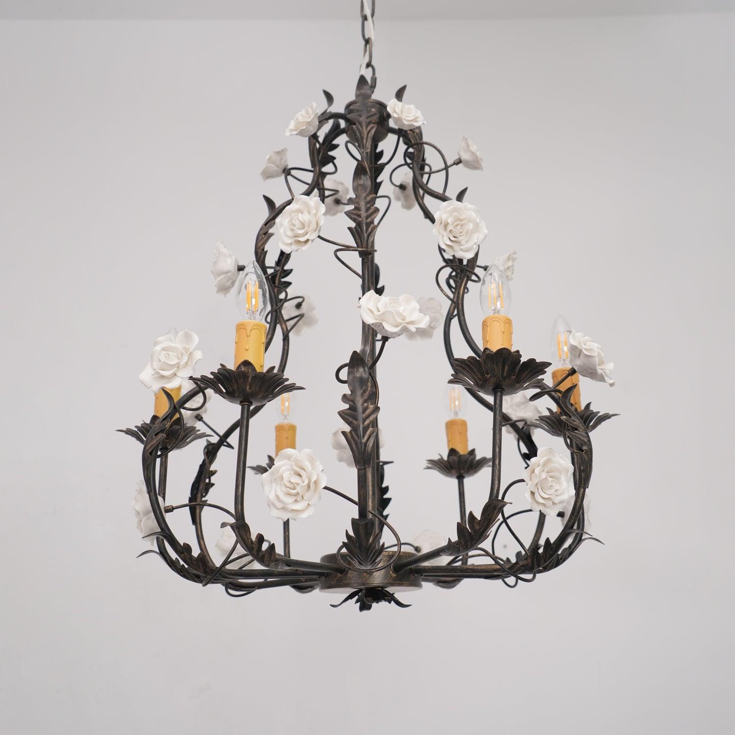 Rocaille Lustre Fleur Luxe Métal