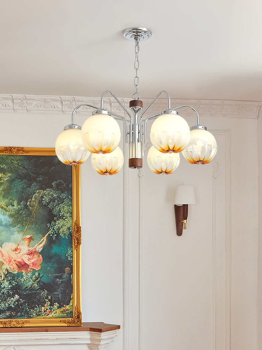Ulliria Lustre Art Nordique Fleur En Noyer Et Verre