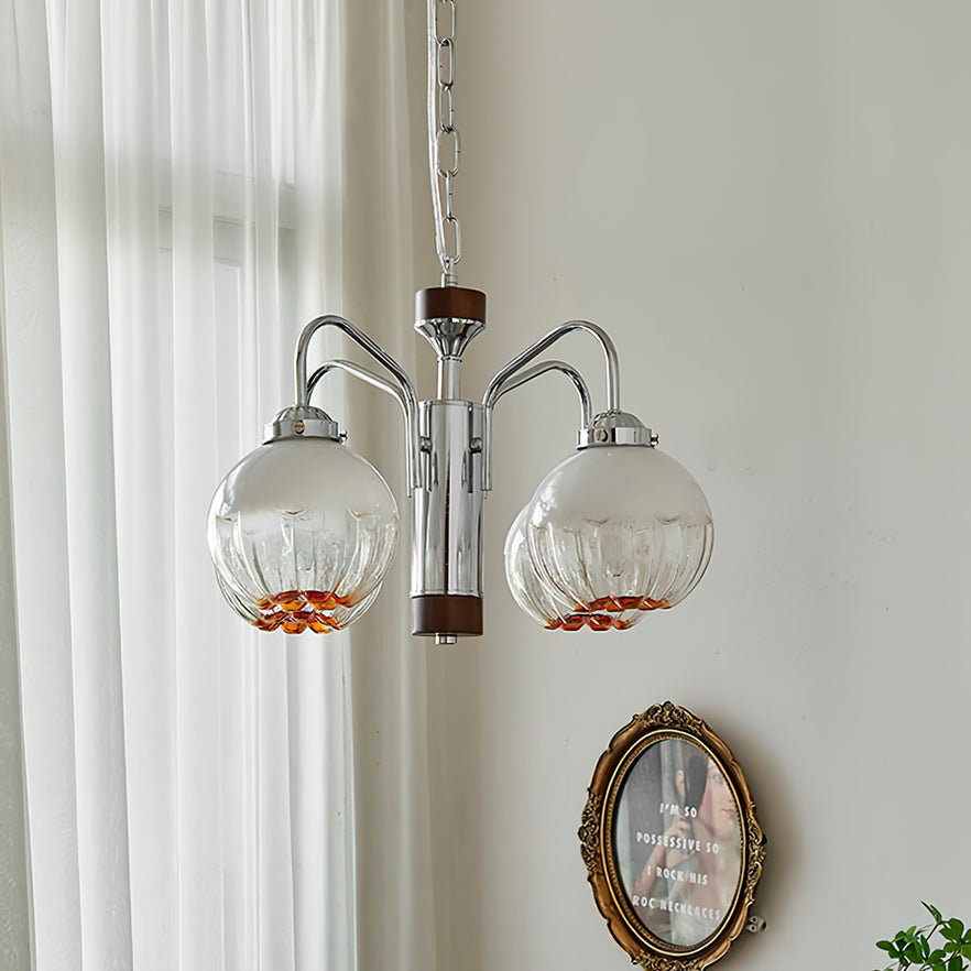 Ulliria Lustre Art Nordique Fleur En Noyer Et Verre