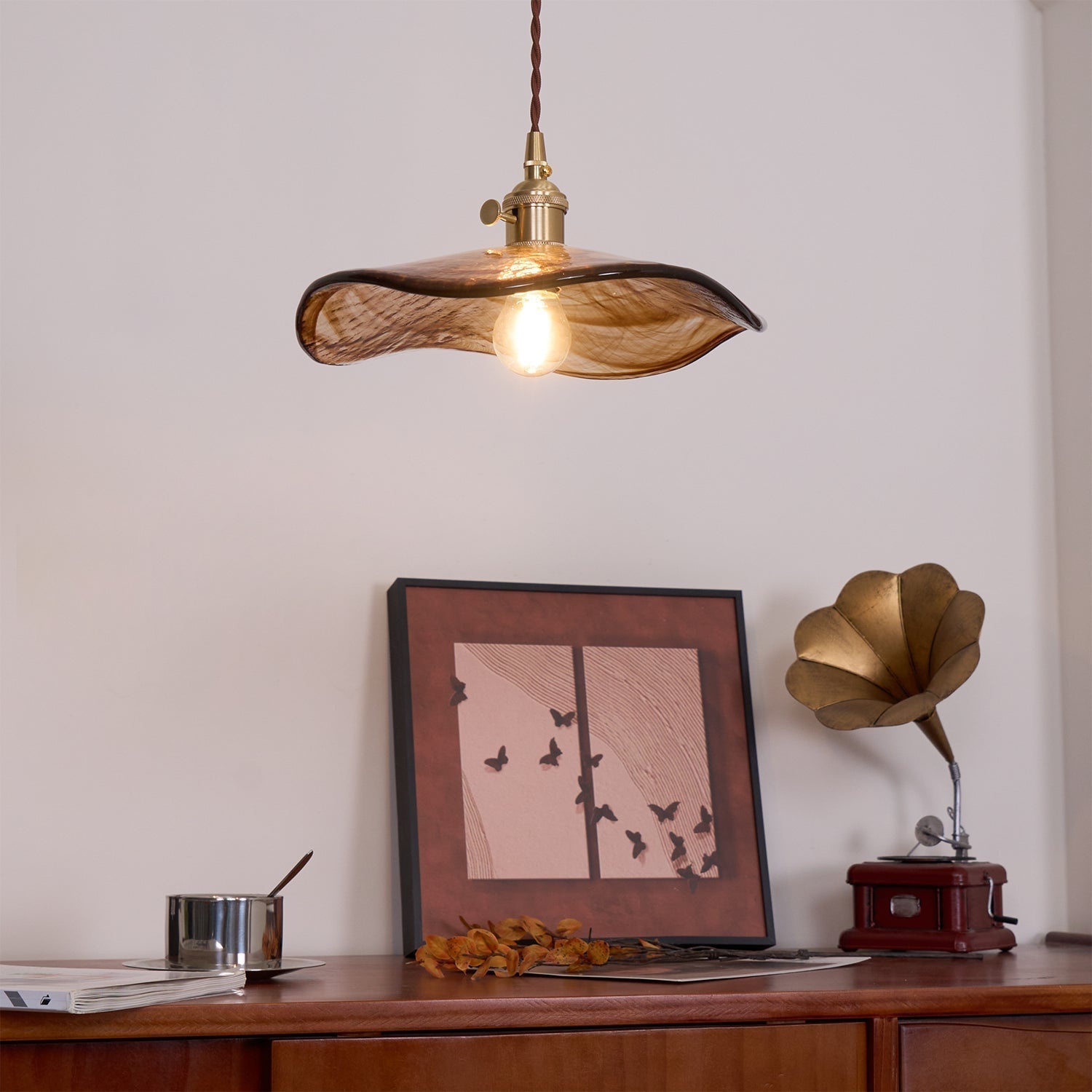 Utalira Suspension Moderne en Laiton et Verre