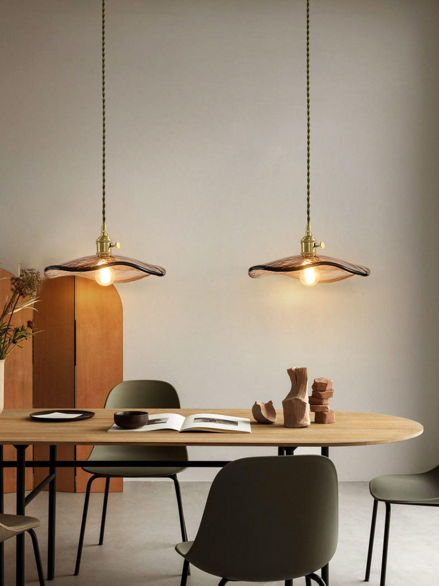 Utalira Suspension Moderne en Laiton et Verre