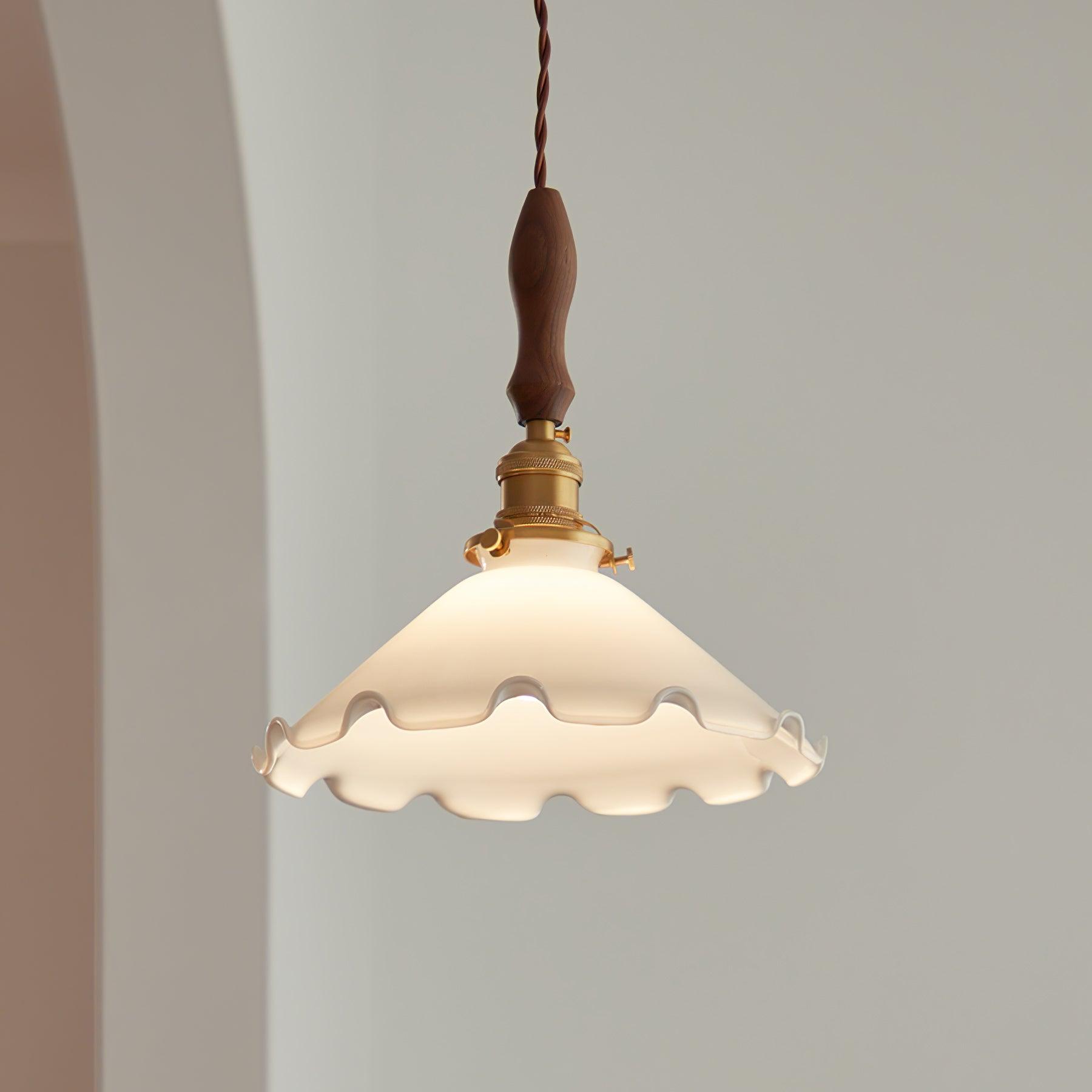 Solara Suspension en Verre Abat-jour Ondulé Vintage