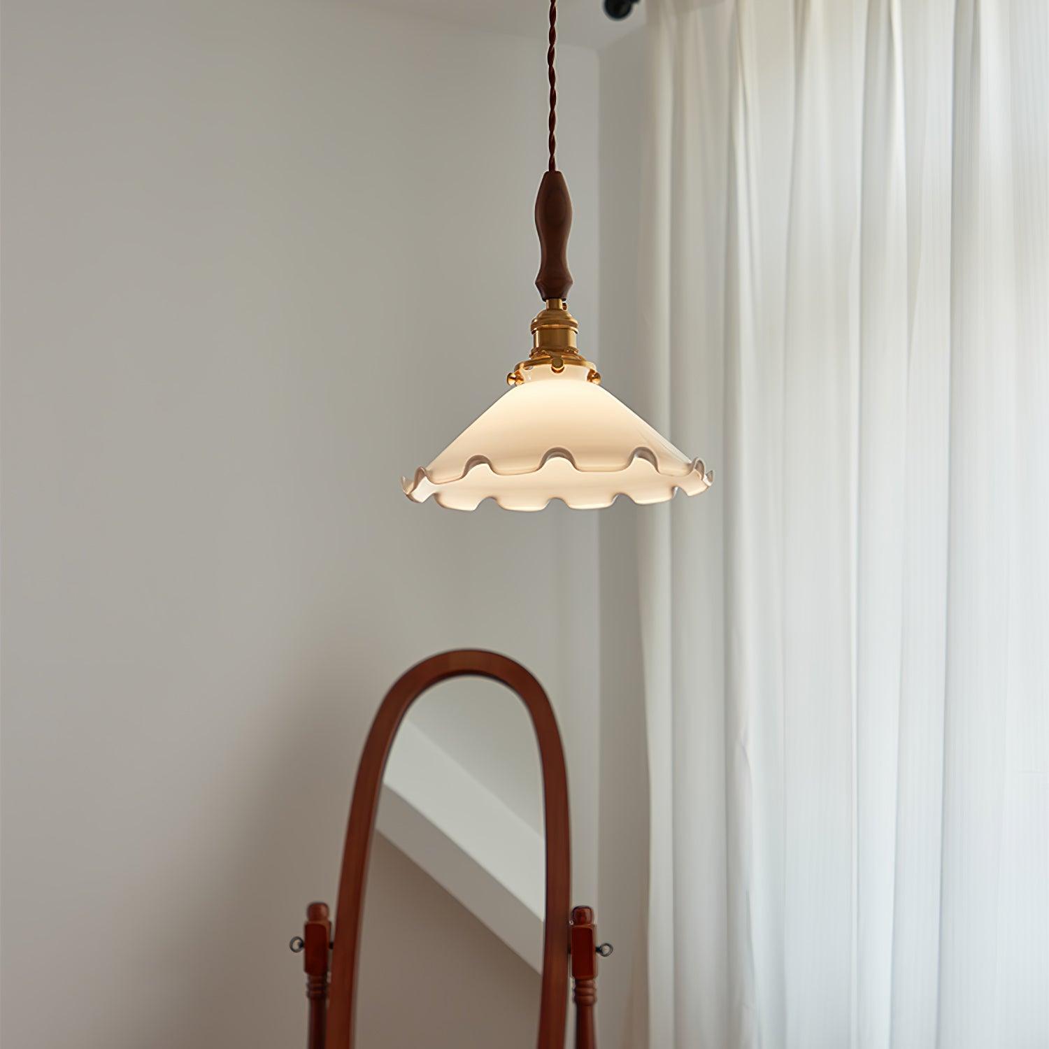 Solara Suspension en Verre Abat-jour Ondulé Vintage