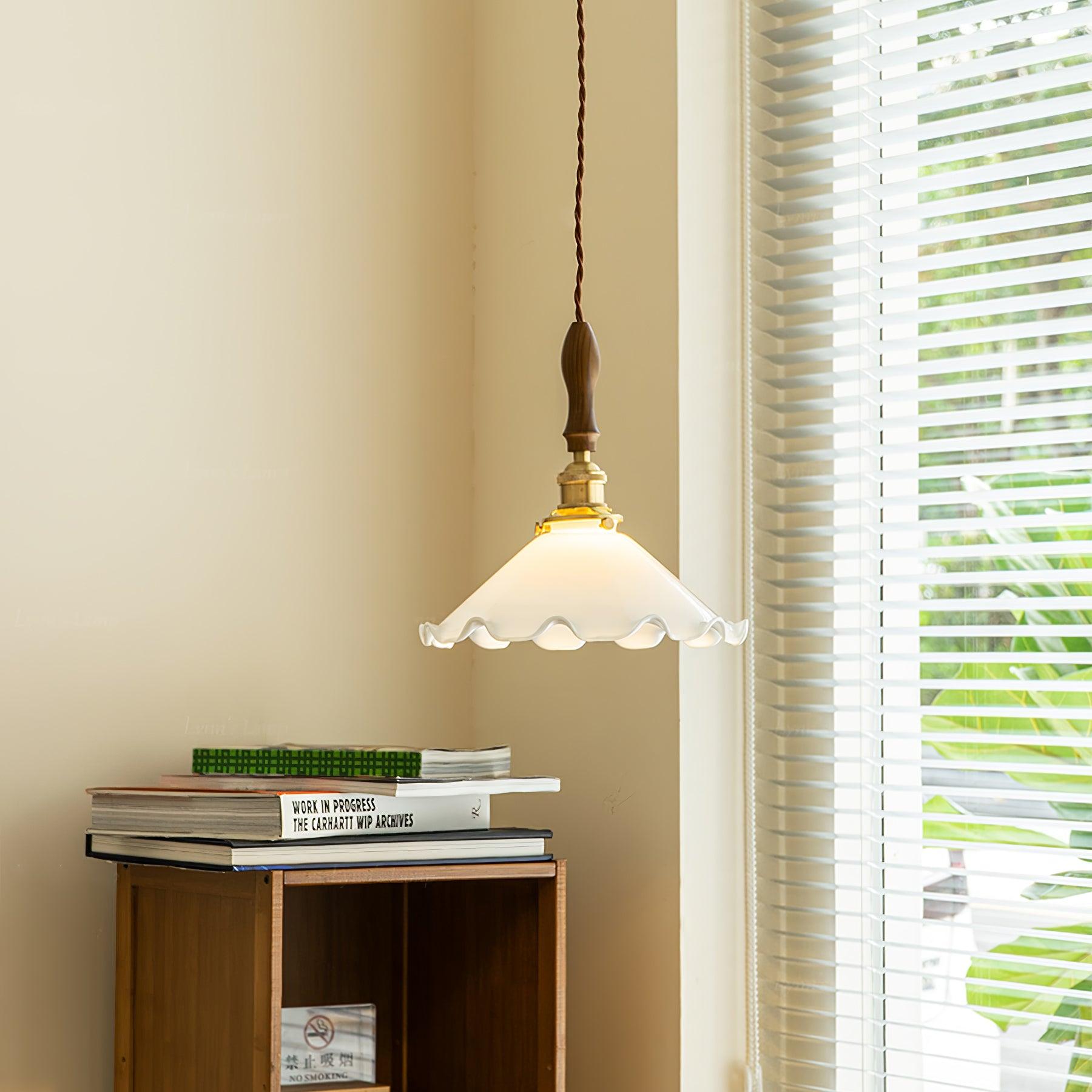 Solara Suspension en Verre Abat-jour Ondulé Vintage