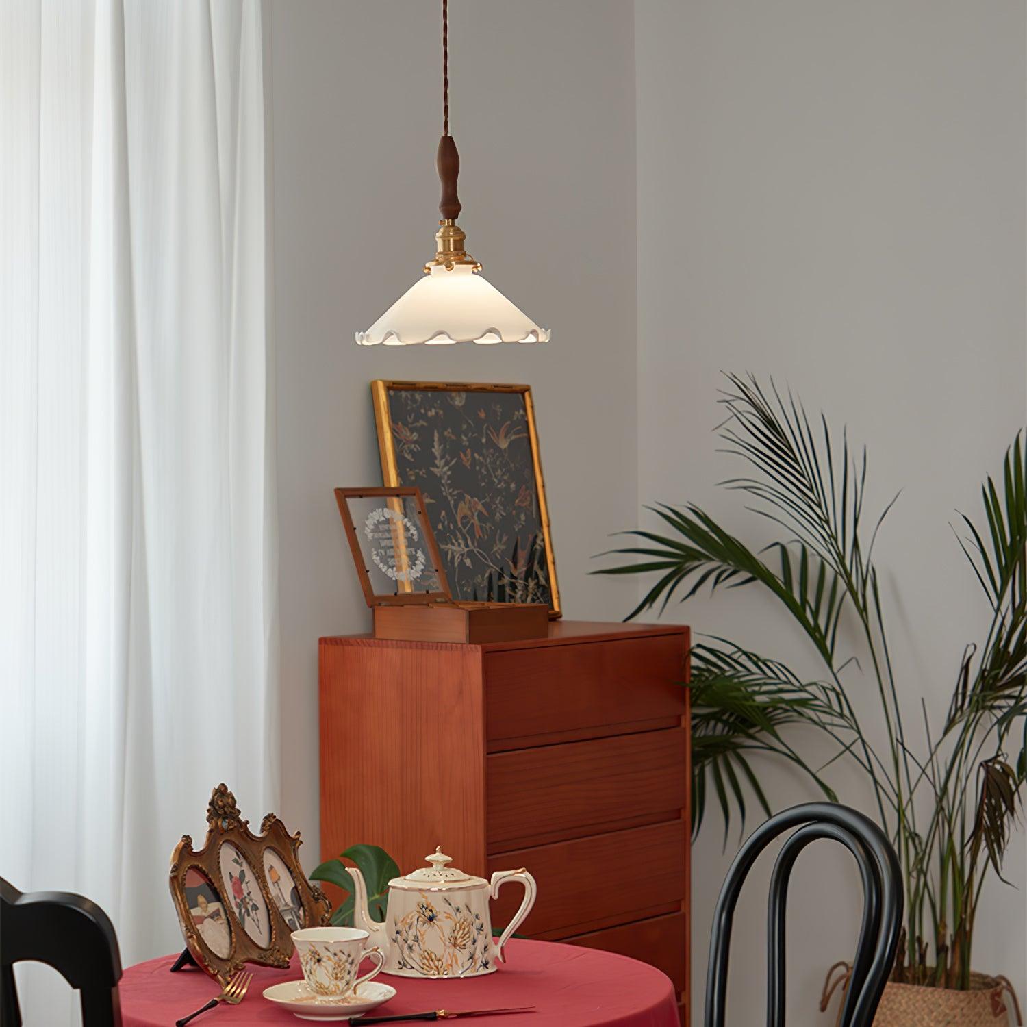 Solara Suspension en Verre Abat-jour Ondulé Vintage