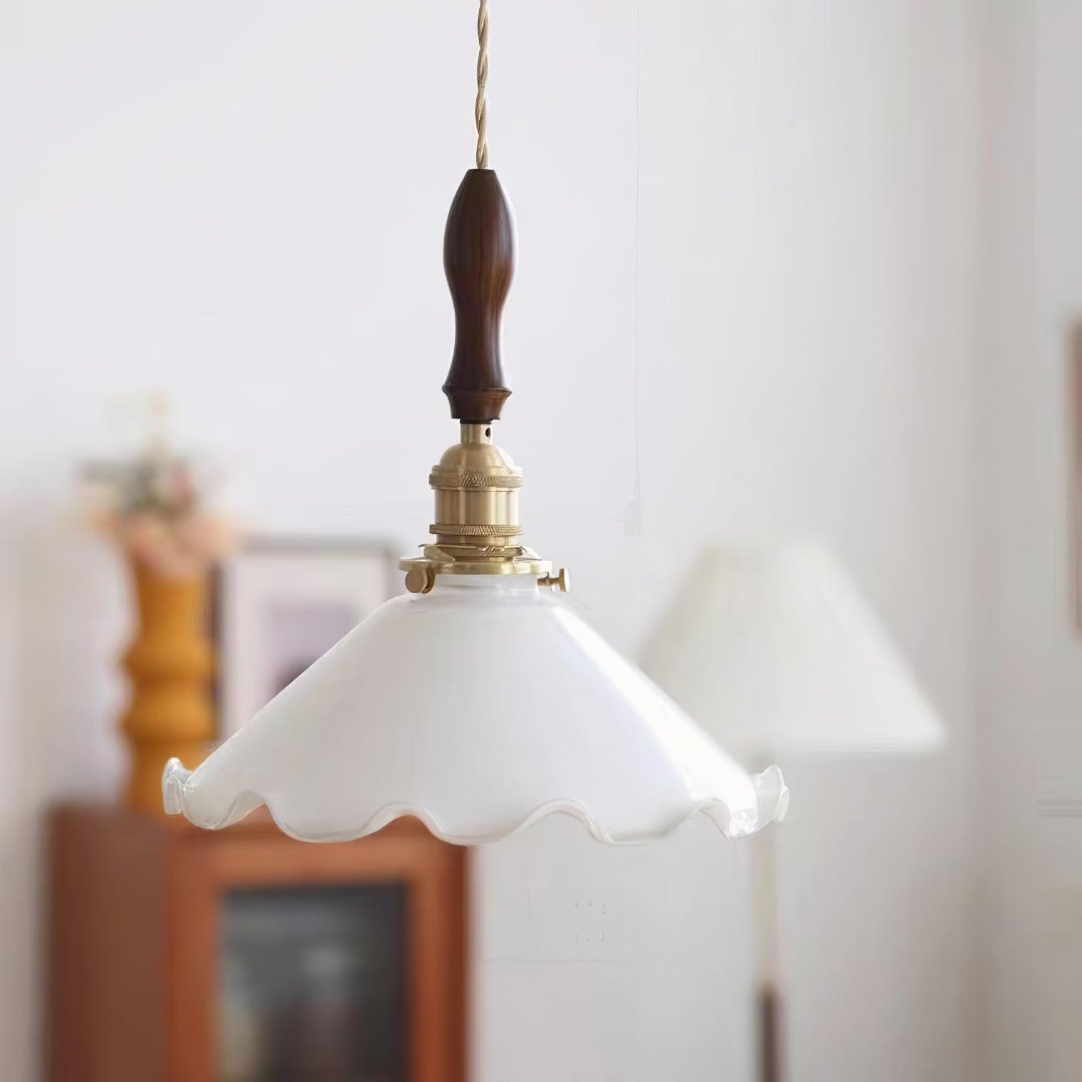 Solara Suspension en Verre Abat-jour Ondulé Vintage