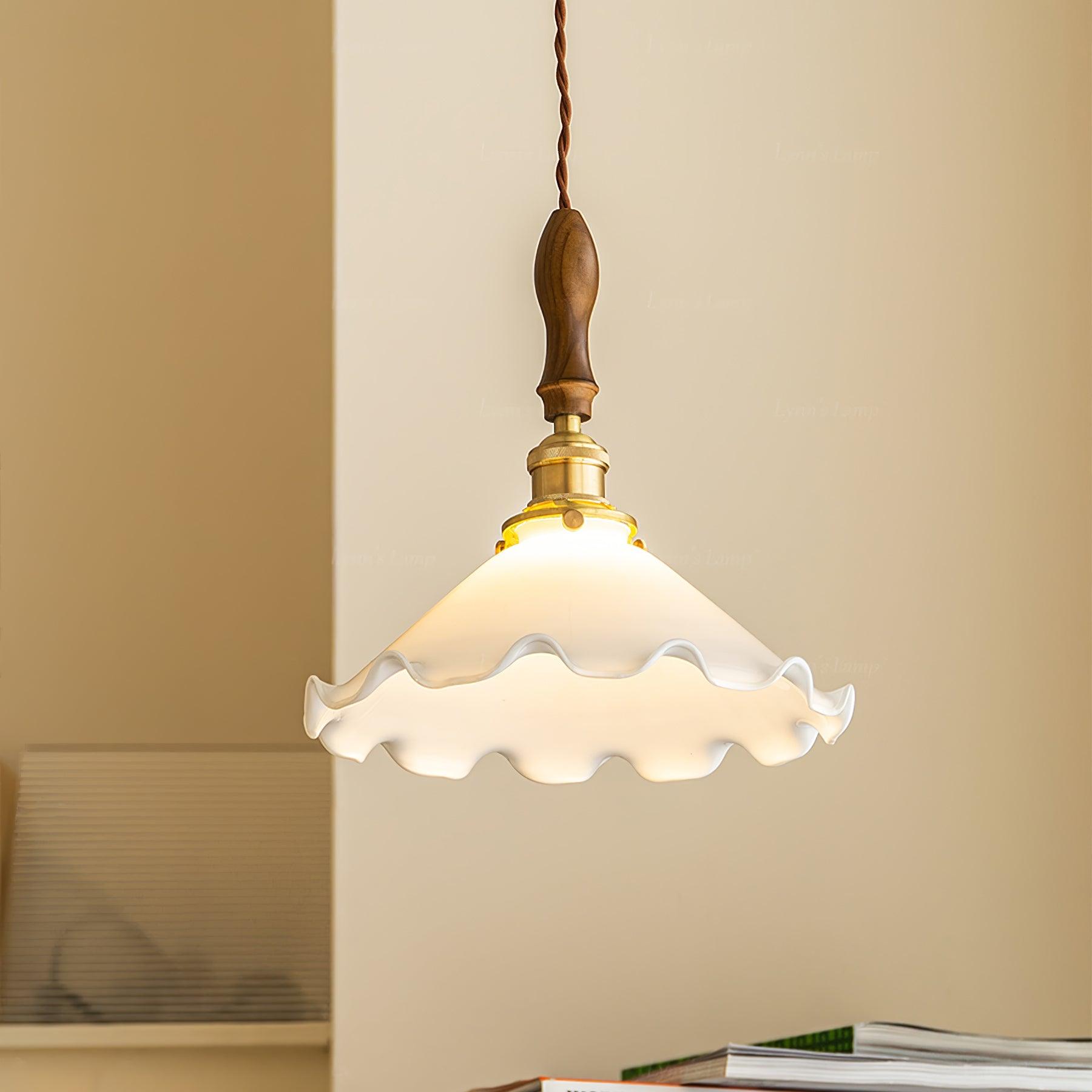 Solara Suspension en Verre Abat-jour Ondulé Vintage