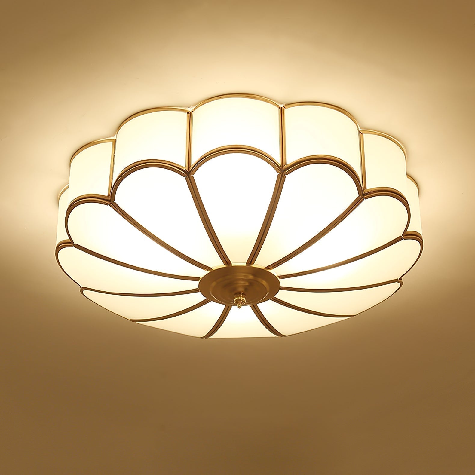 Viraean Plafonnier Moderne Fleur Laiton Verre