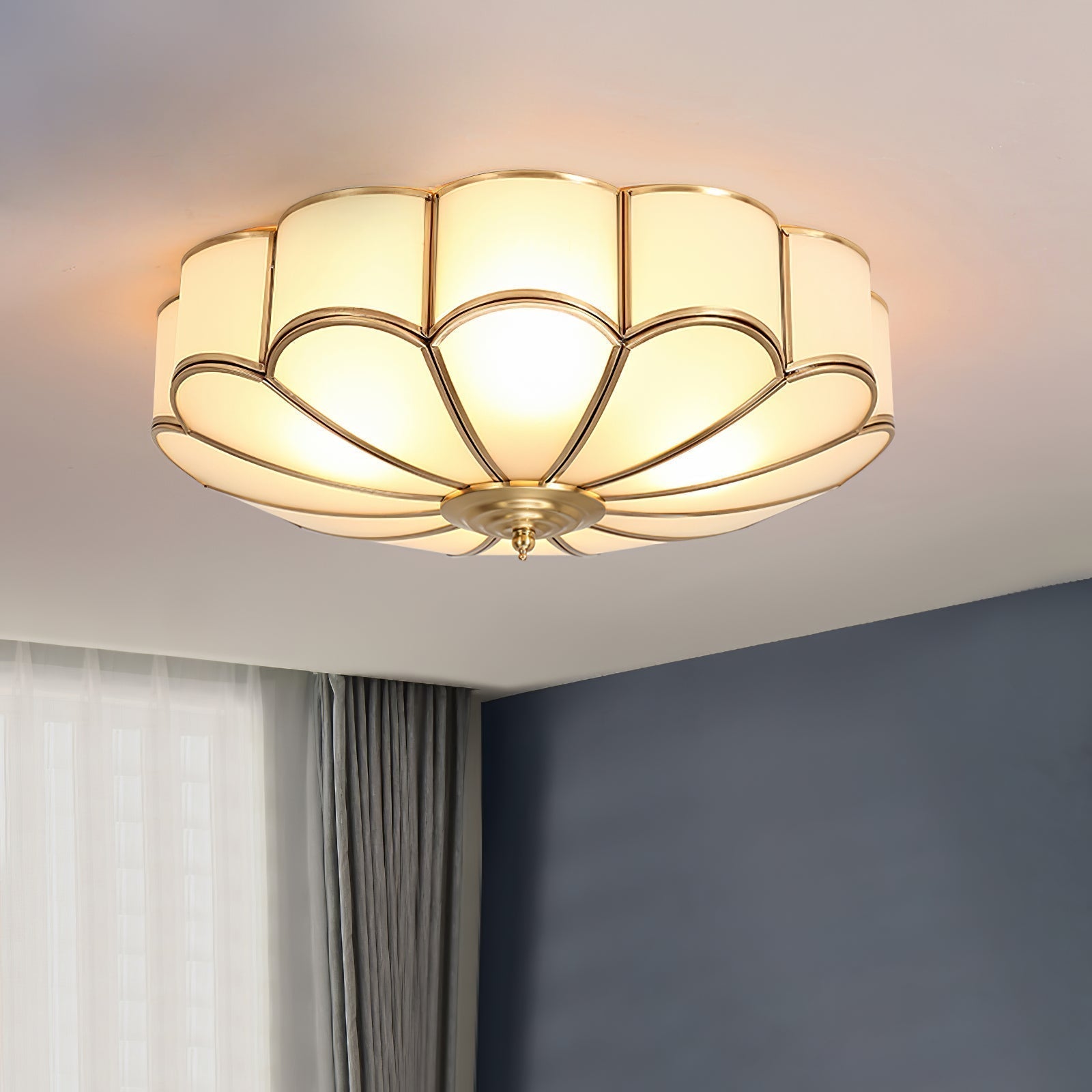 Viraean Plafonnier Moderne Fleur Laiton Verre