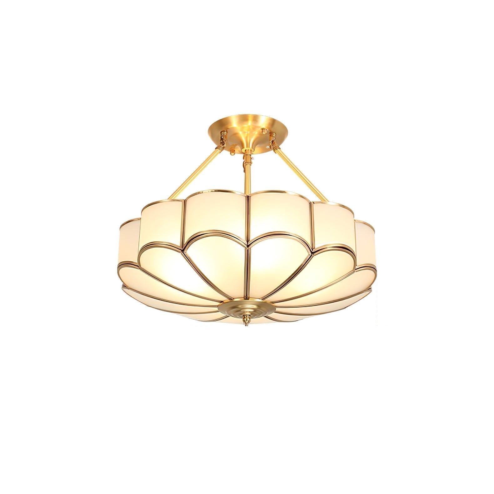 Solara Plafonnier en Verre Givré Pétale Laiton Art