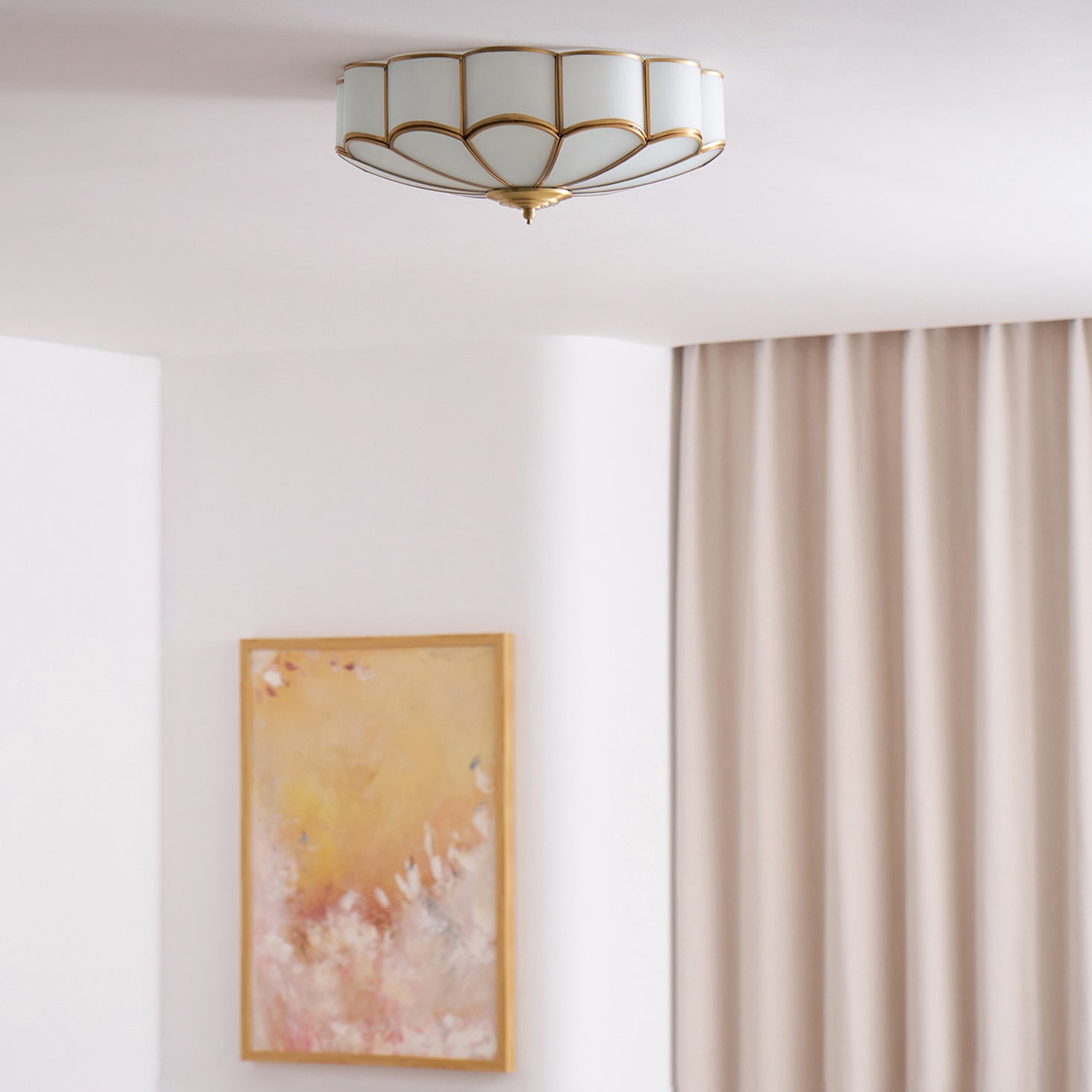 Lustra Plafonnier Forme de Fleur en Verre Laiton