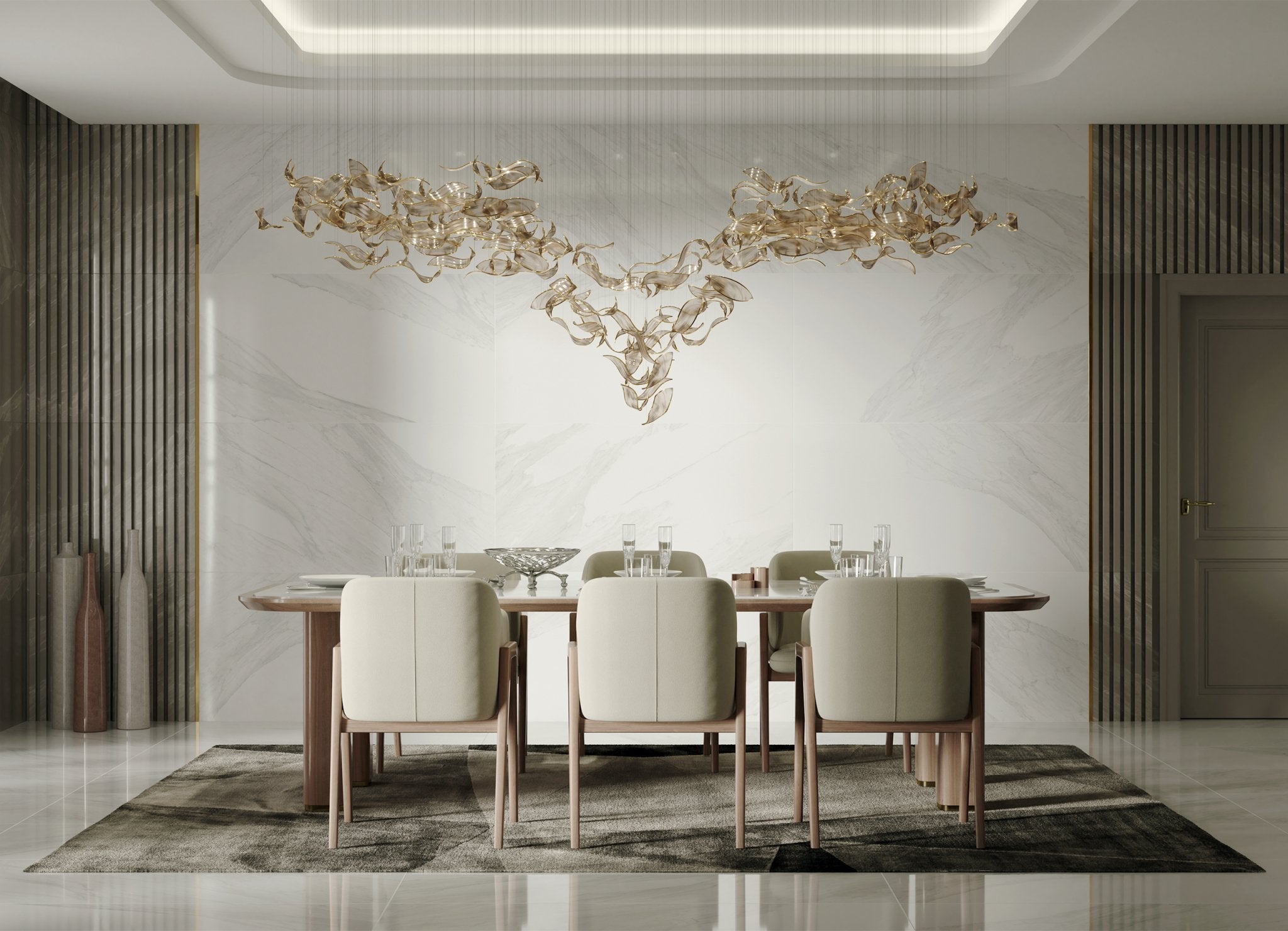Lustra Lustre Feuille Cascadant Luxe