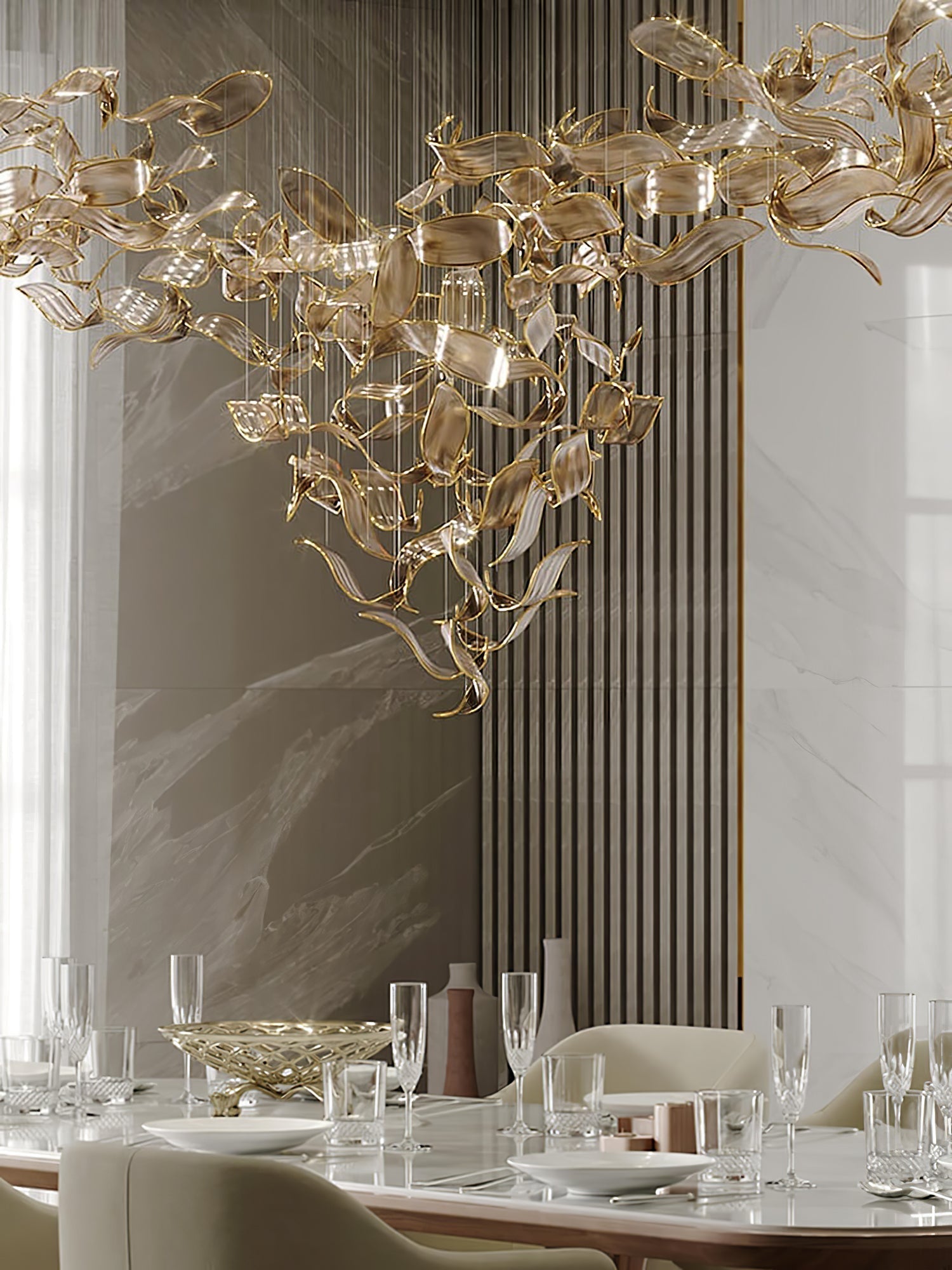 Lustra Lustre Feuille Cascadant Luxe