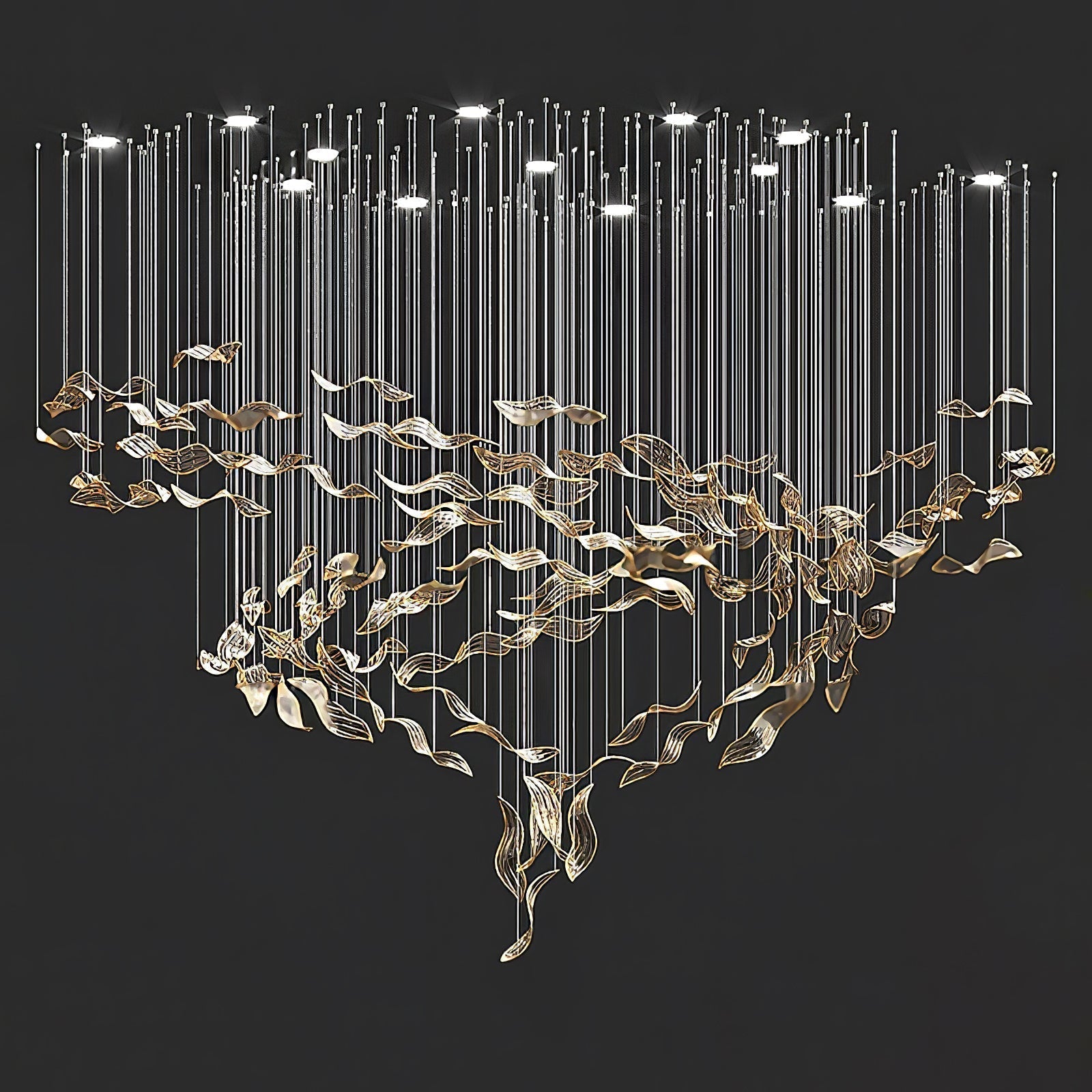 Lustra Lustre Feuille Cascadant Luxe