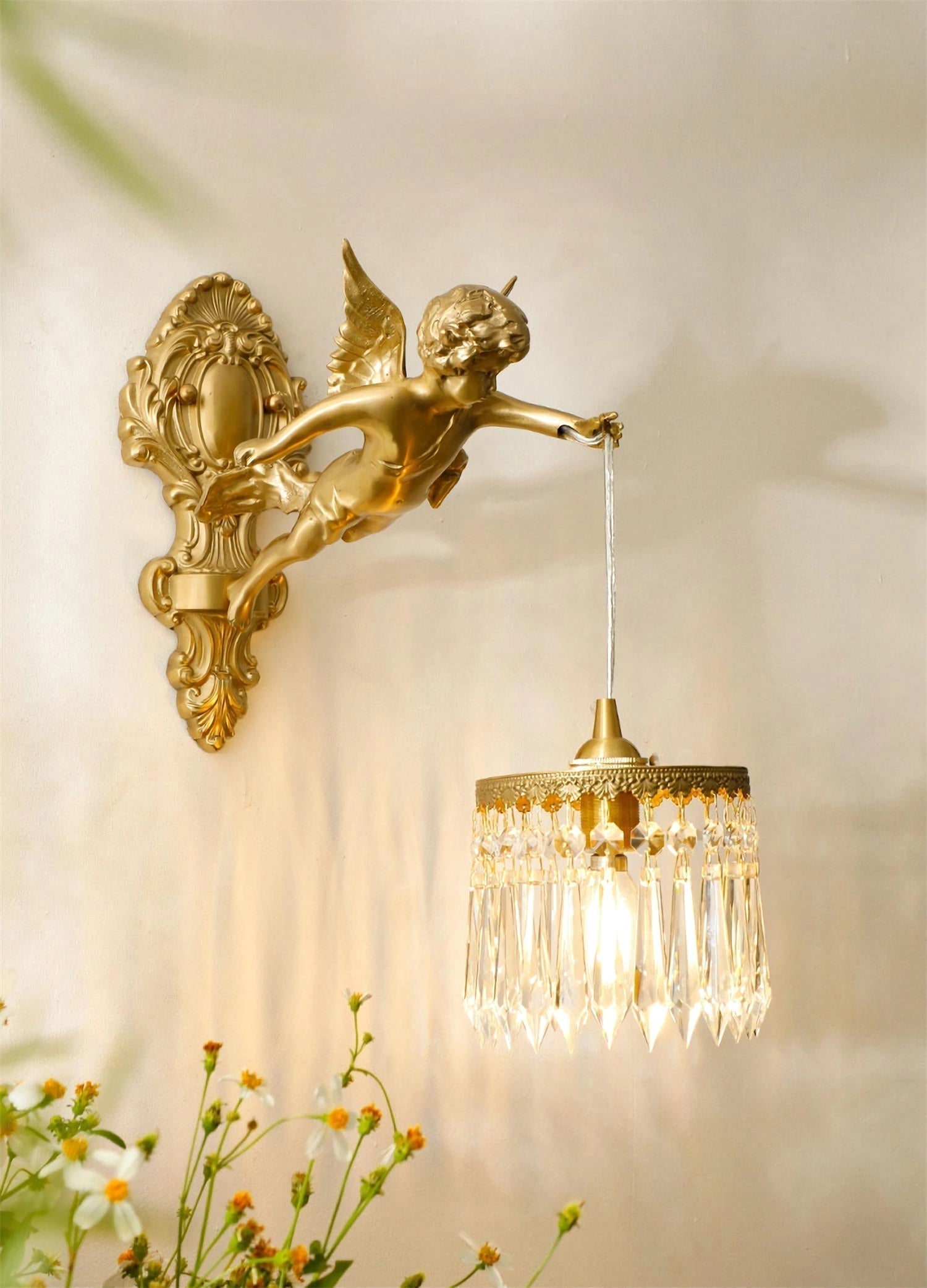 Aged Applique Murale en Verre Ange Volant