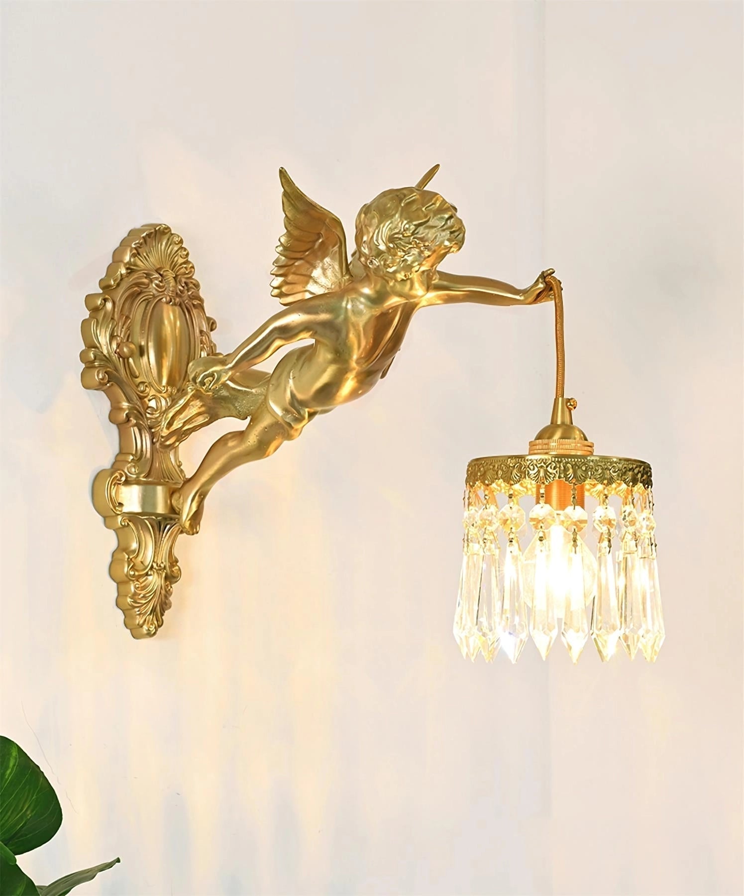 Aged Applique Murale en Verre Ange Volant