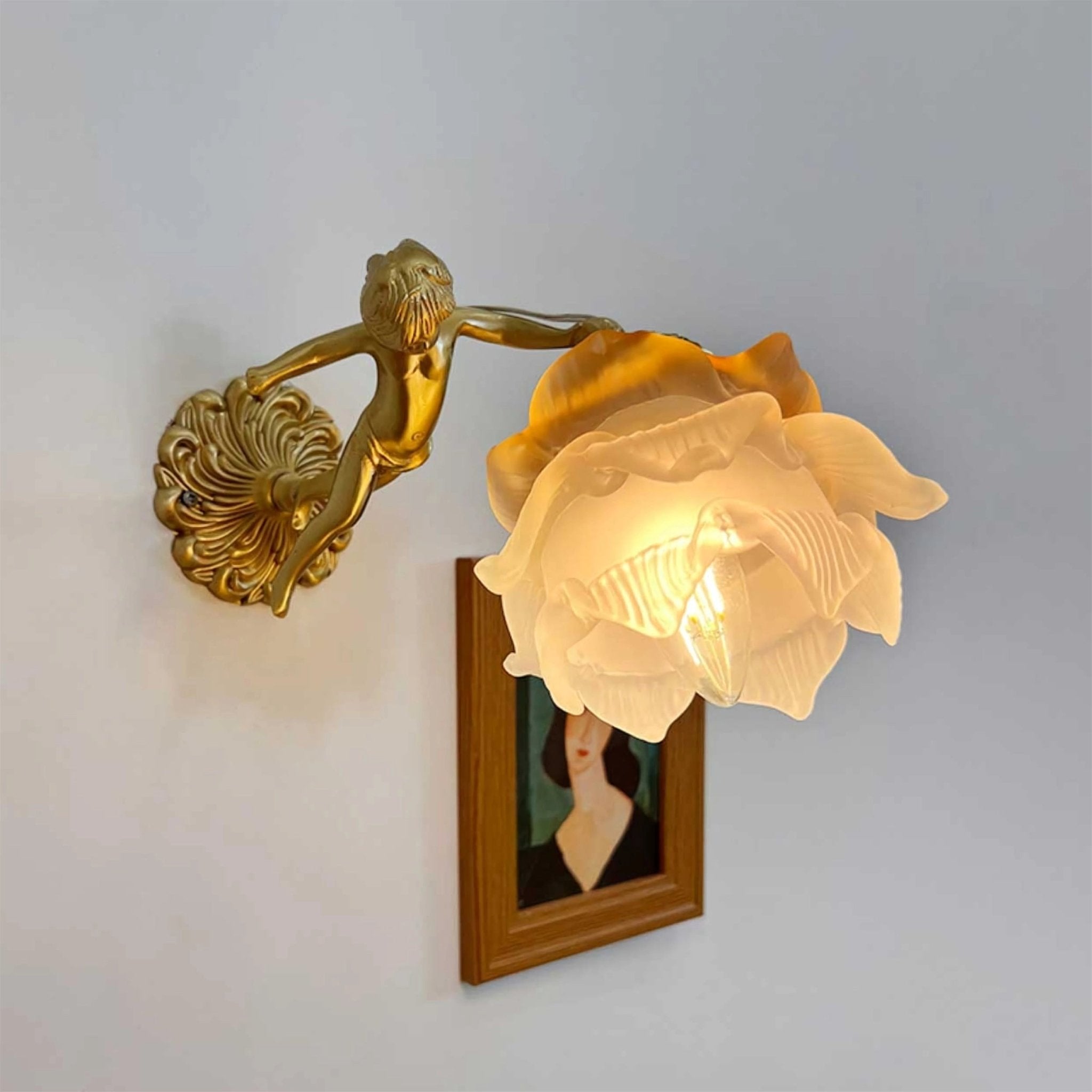 Aged Applique Murale en Verre Ange Volant