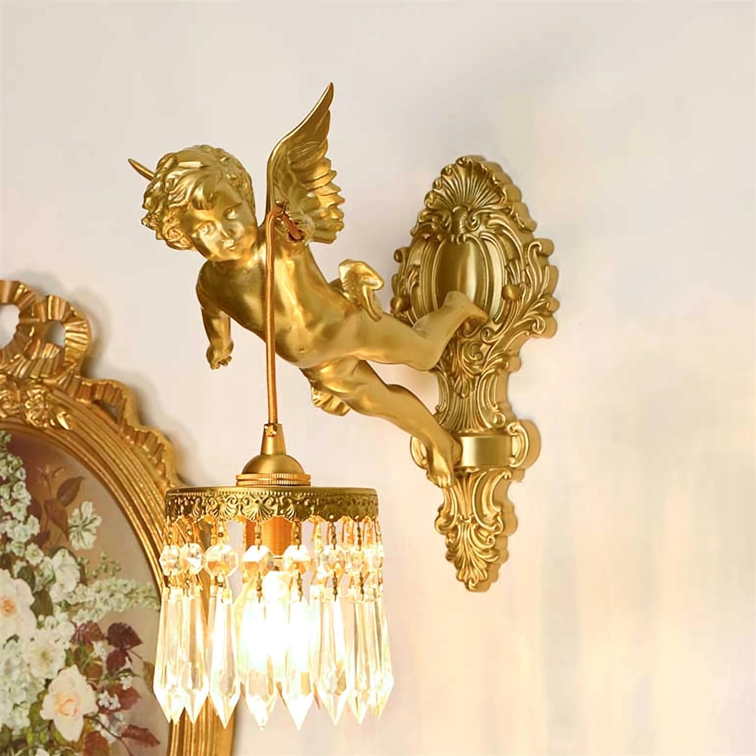 Aged Applique Murale en Verre Ange Volant