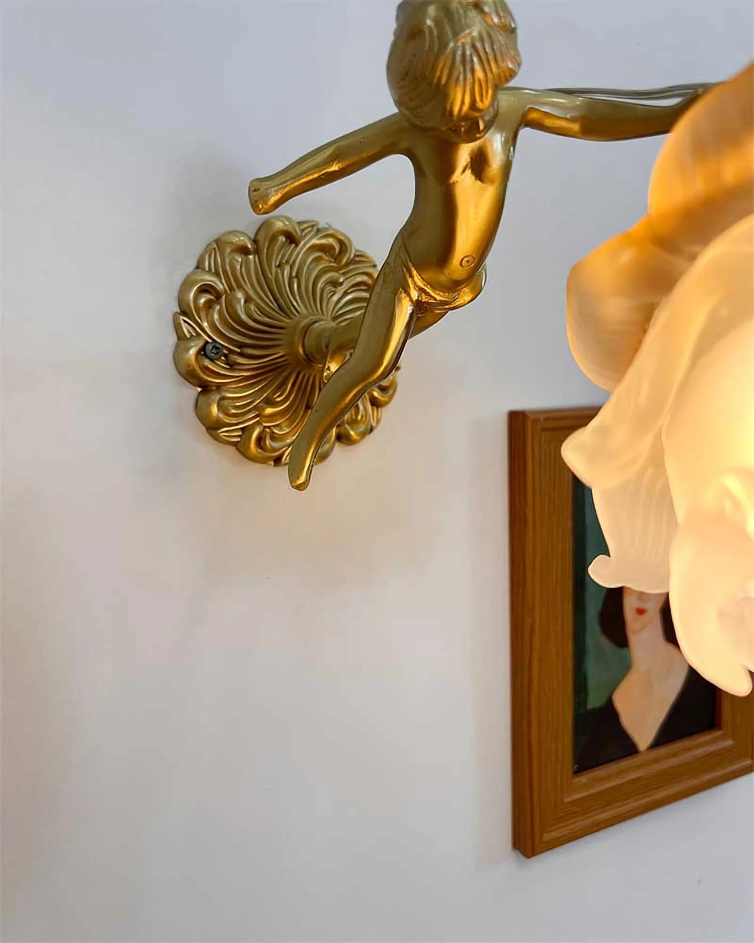 Aged Applique Murale en Verre Ange Volant