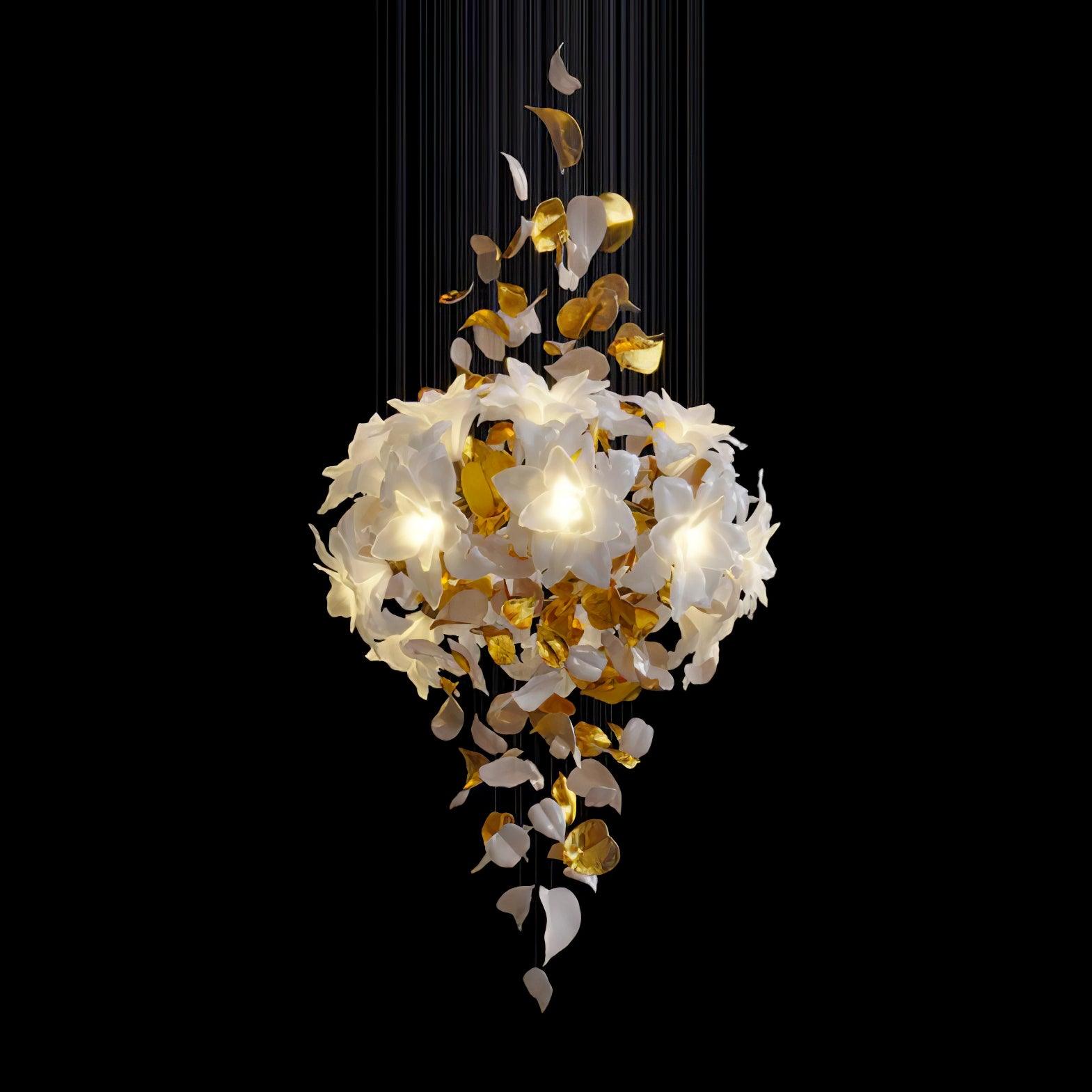 Araeos Lustre en Laiton Fleurs Volantes et Papillons