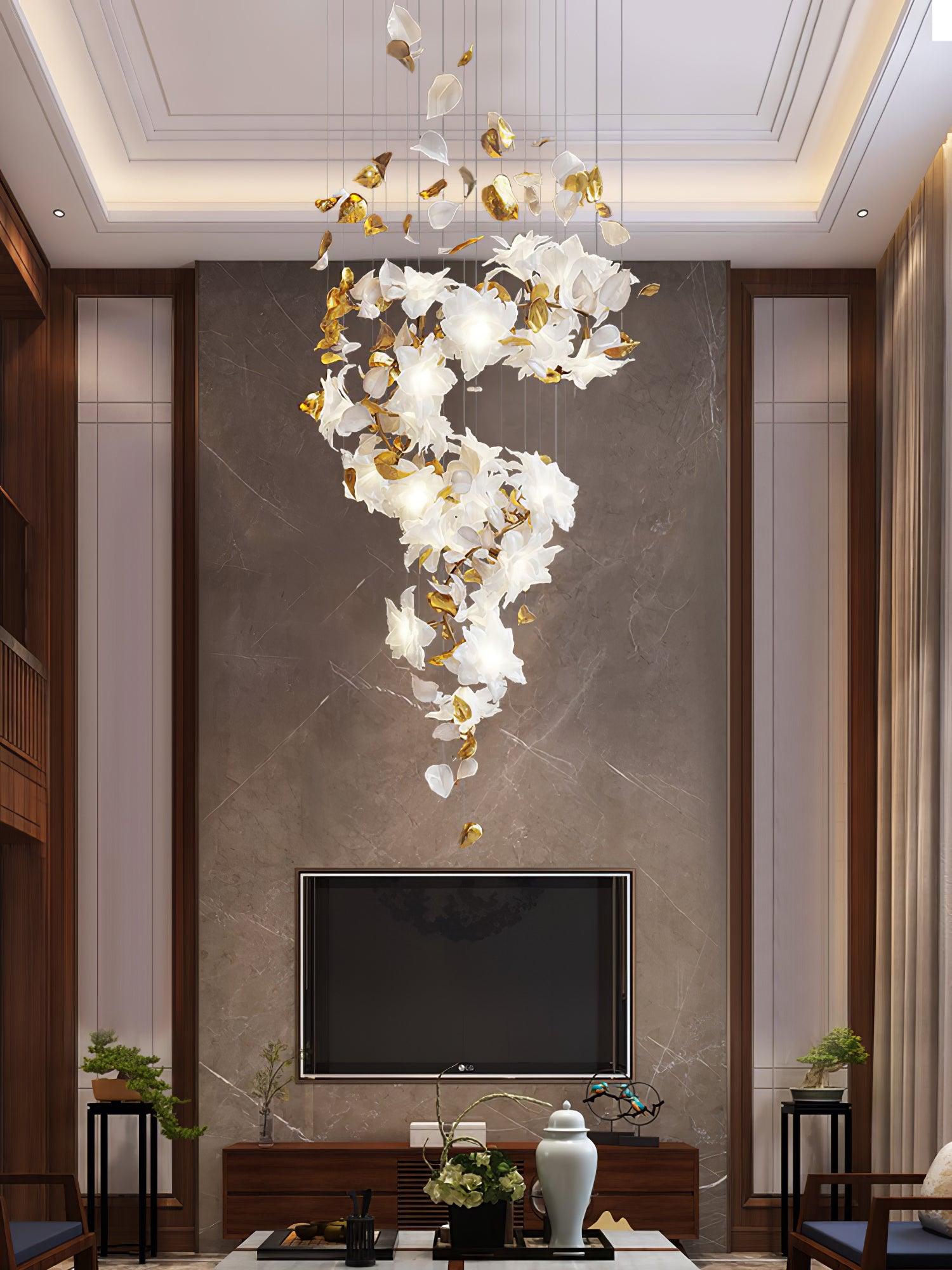 Araeos Lustre en Laiton Fleurs Volantes et Papillons
