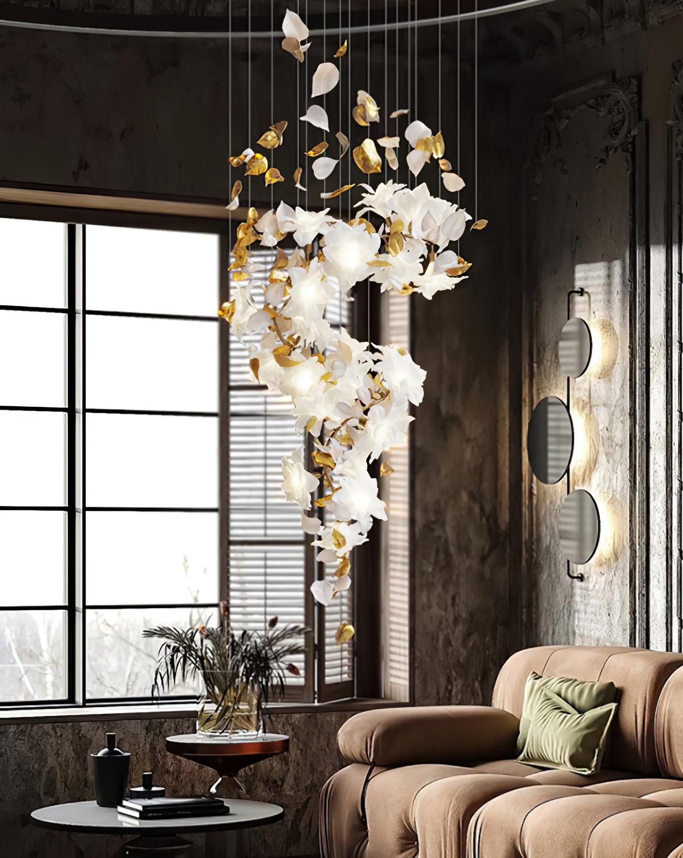 Araeos Lustre en Laiton Fleurs Volantes et Papillons