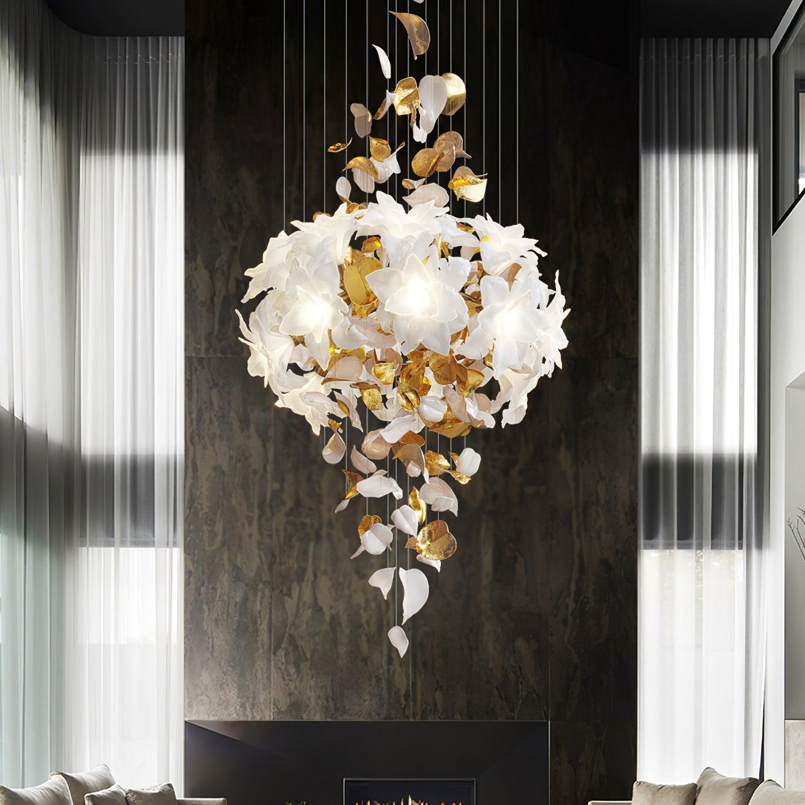 Araeos Lustre en Laiton Fleurs Volantes et Papillons