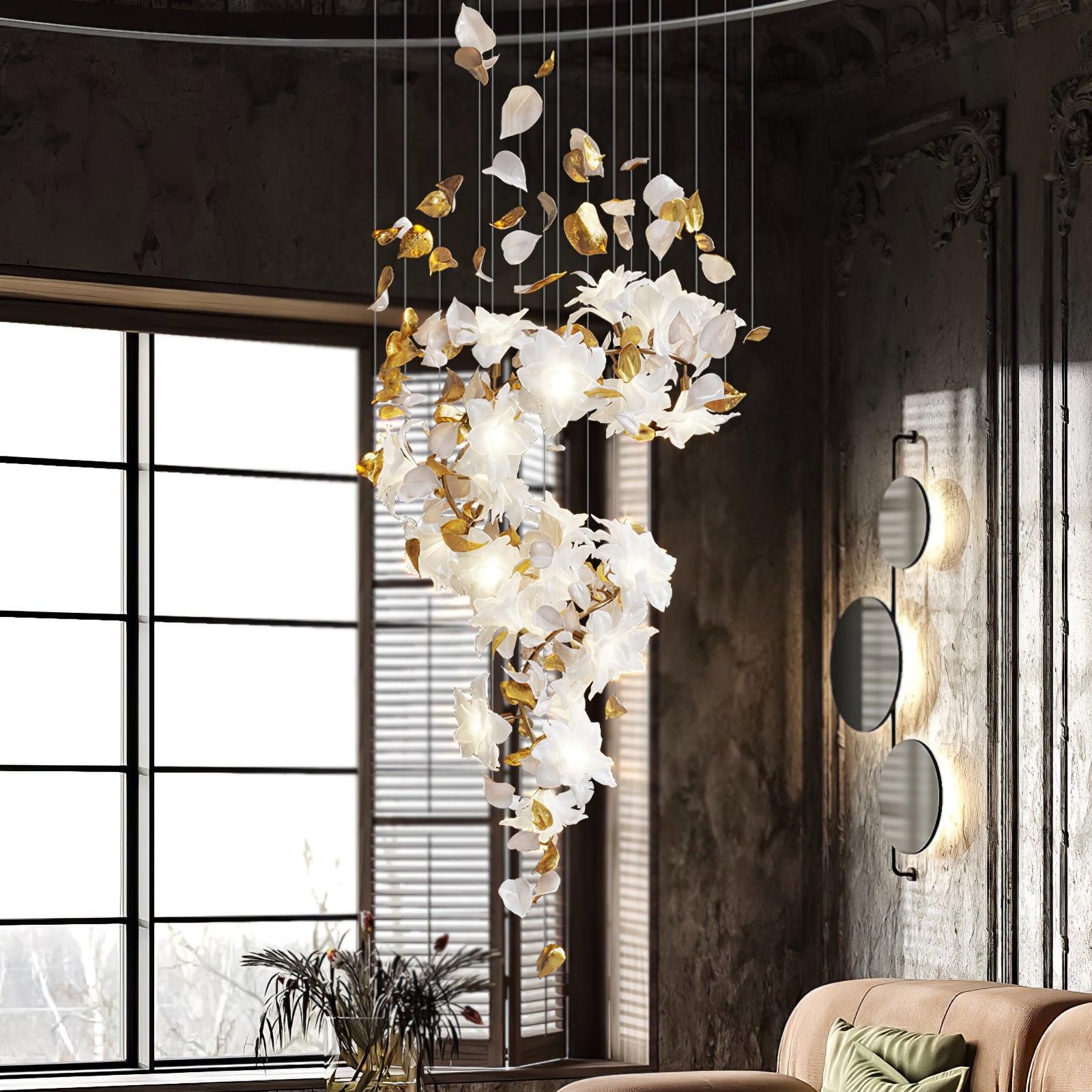 Araeos Lustre en Laiton Fleurs Volantes et Papillons
