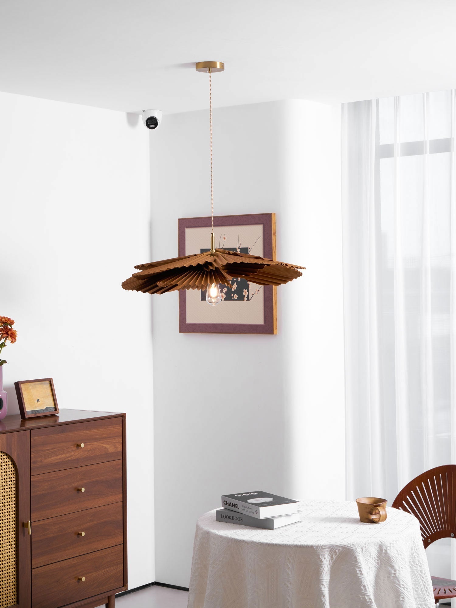 Lustra Suspension Lampe Feuille de Lotus en Papier Pliée Florale
