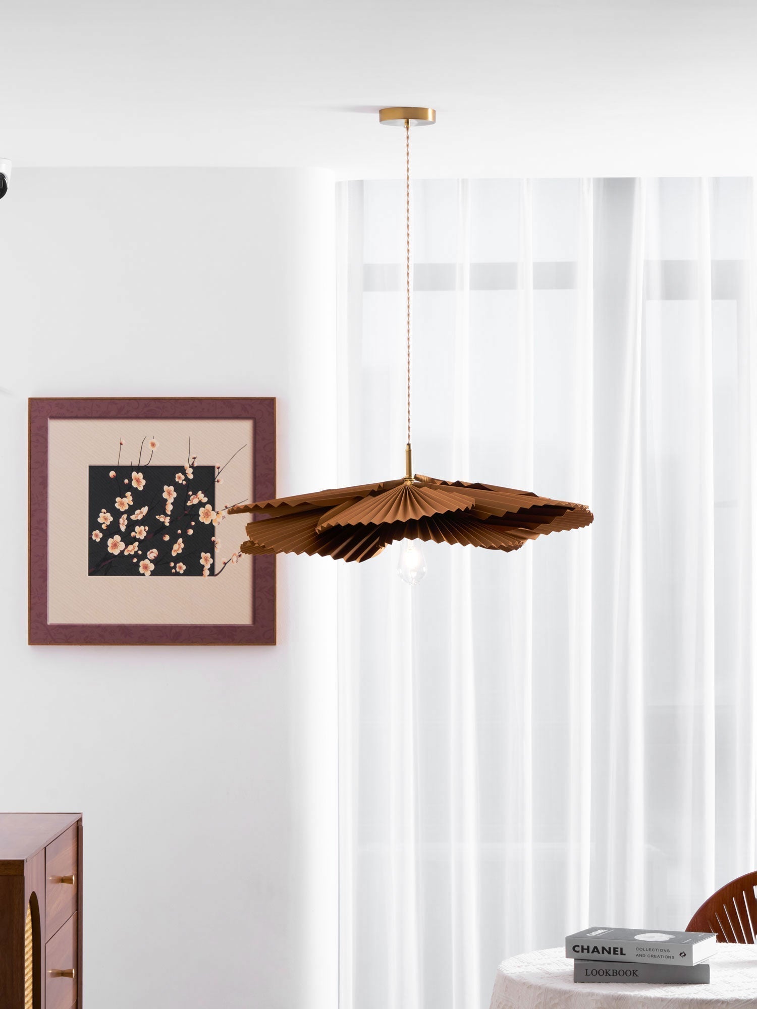 Lustra Suspension Lampe Feuille de Lotus en Papier Pliée Florale
