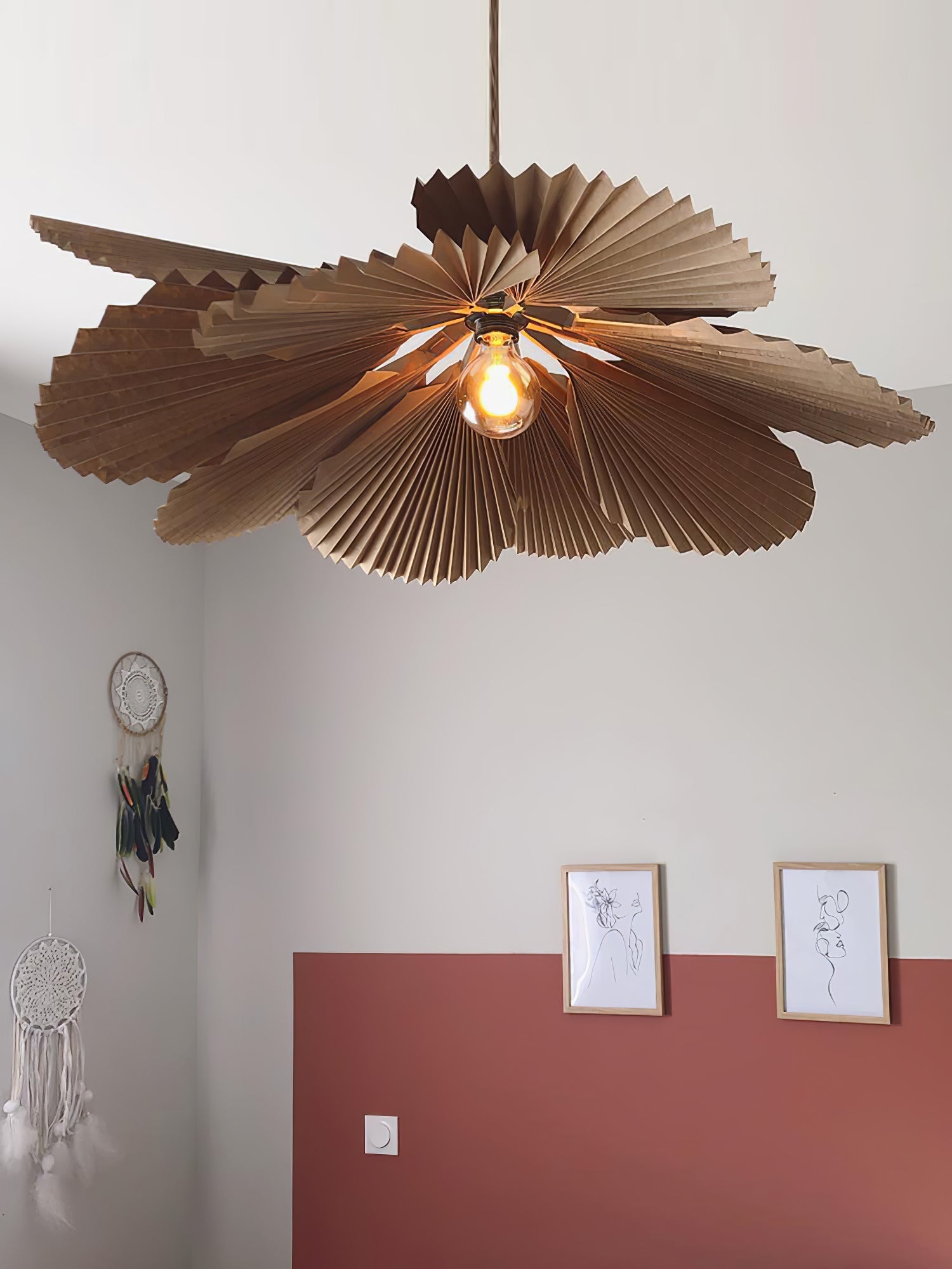 Lustra Suspension Lampe Feuille de Lotus en Papier Pliée Florale
