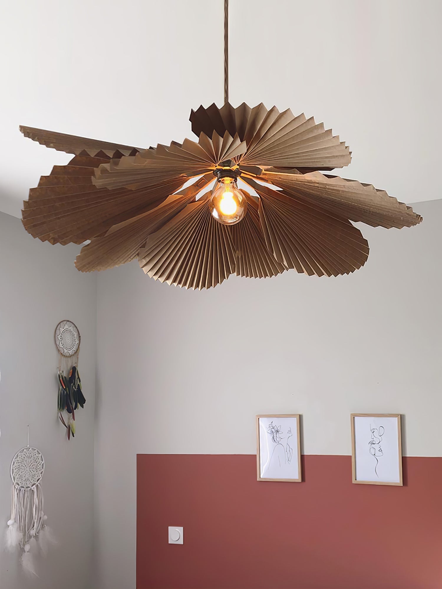 Lustra Suspension Lampe Feuille de Lotus en Papier Pliée Florale