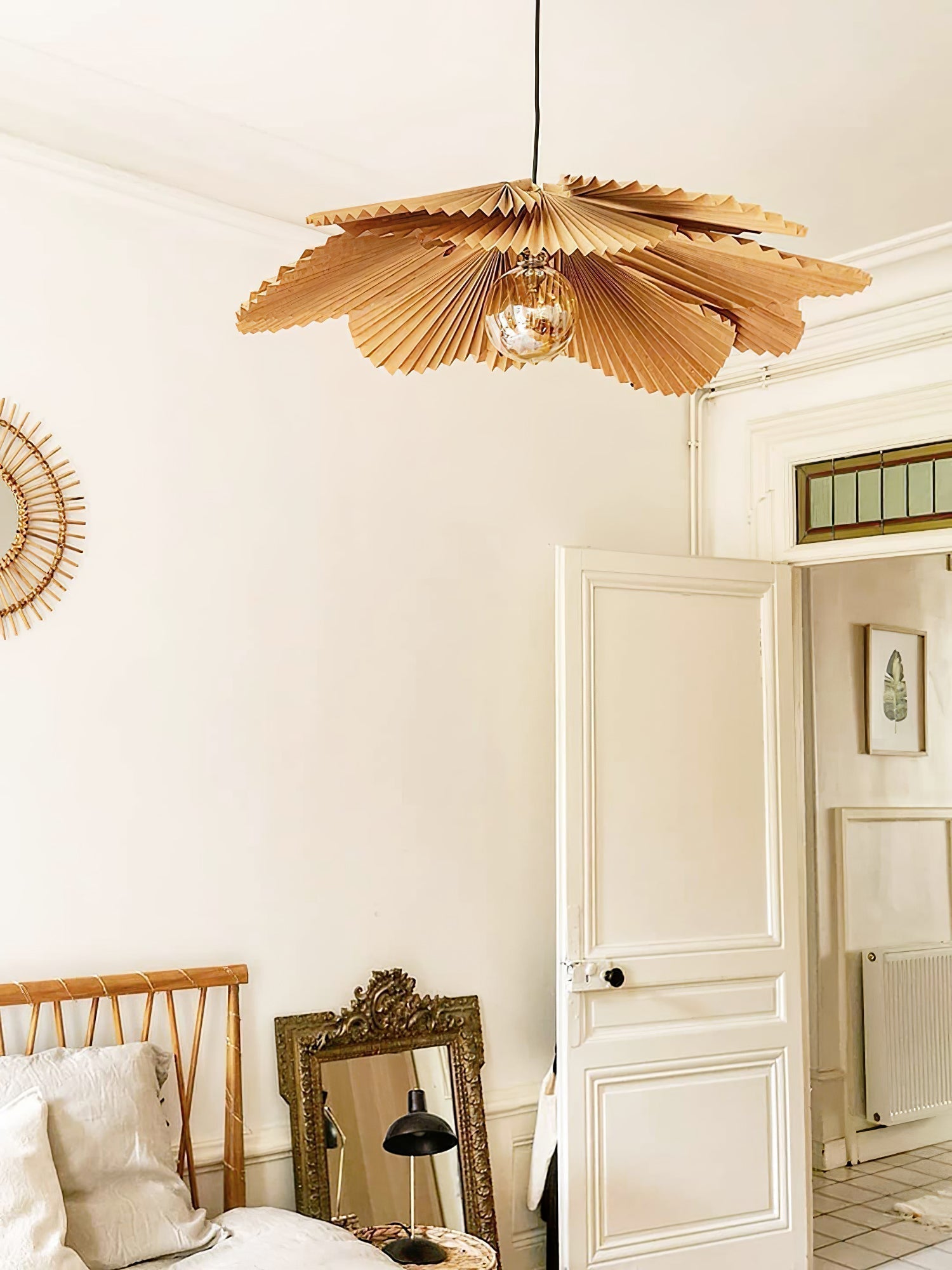 Lustra Suspension Lampe Feuille de Lotus en Papier Pliée Florale