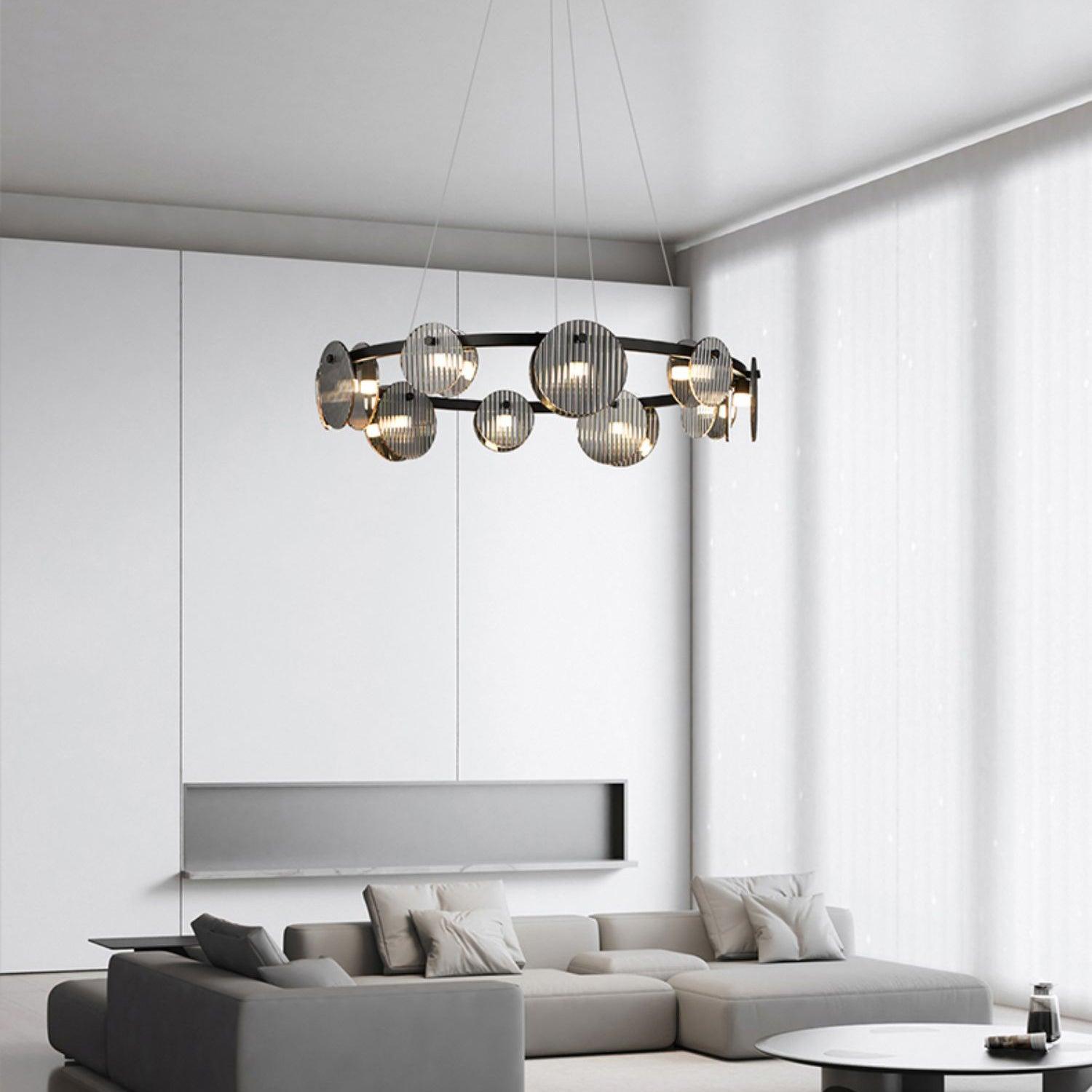 Lustra Lustre en Verre Fumé et Noir