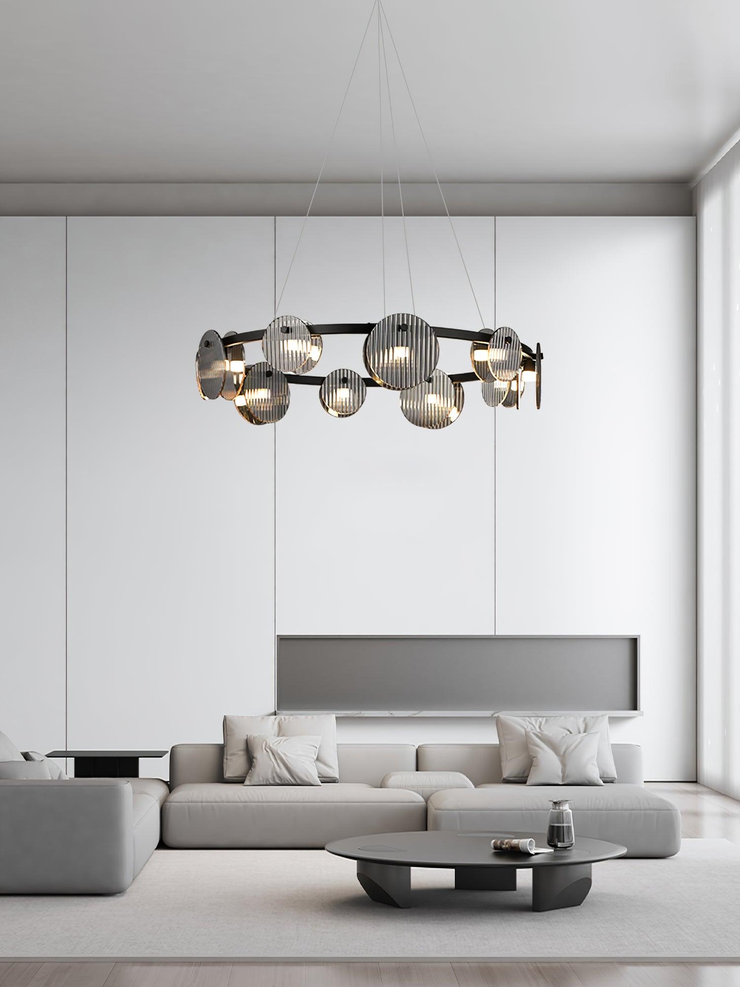 Lustra Lustre en Verre Fumé et Noir