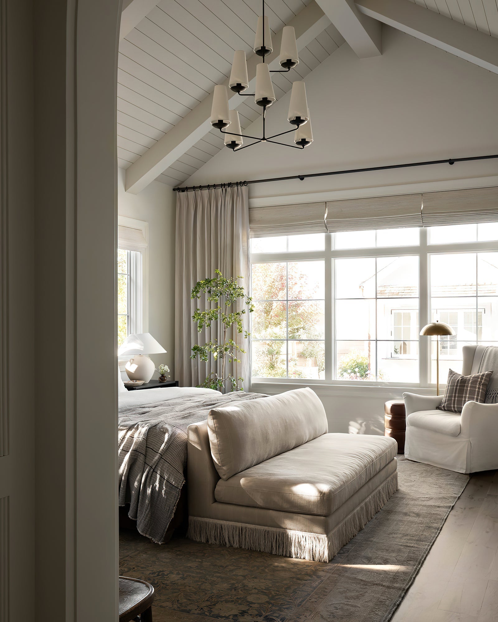Lustra Lustre Vertical en Cuivre et Lin