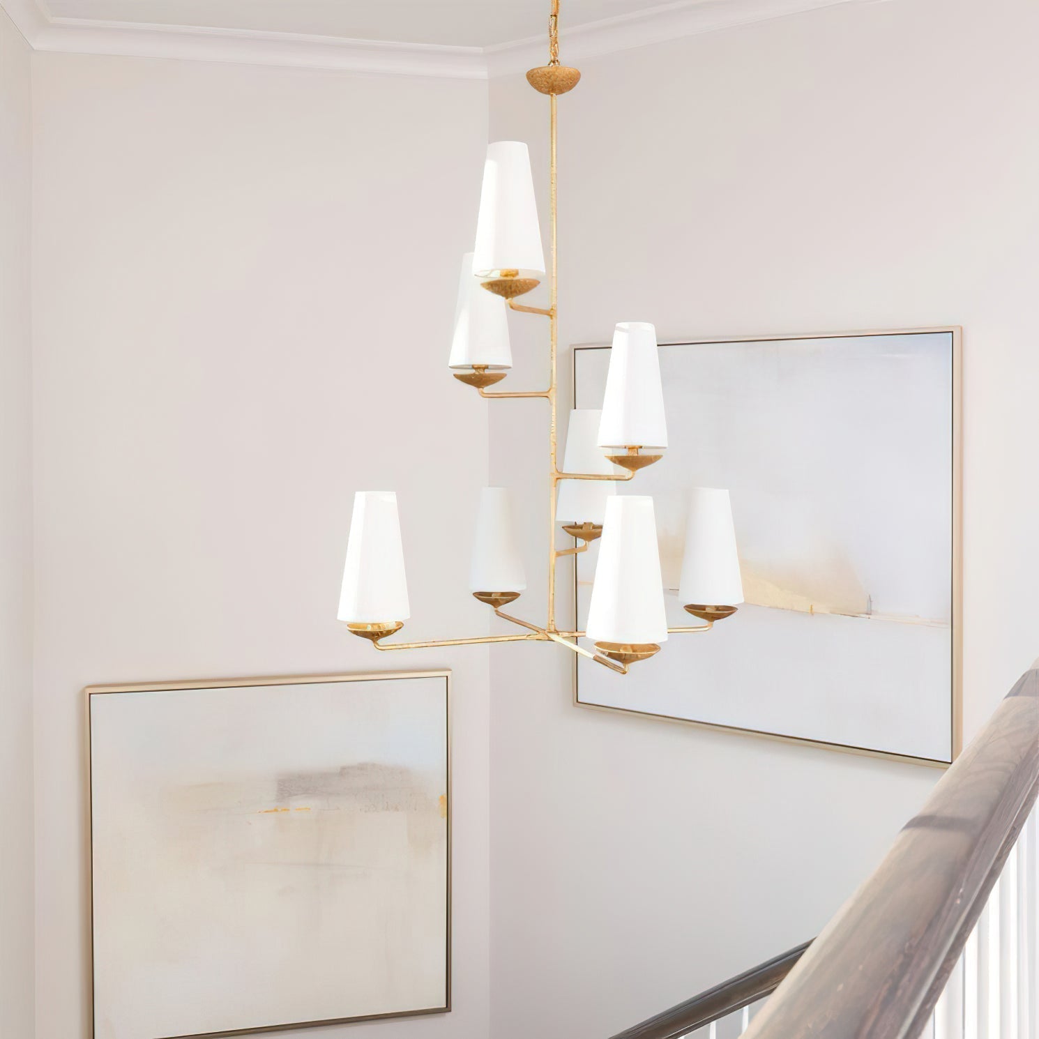 Lustra Lustre Vertical en Cuivre et Lin