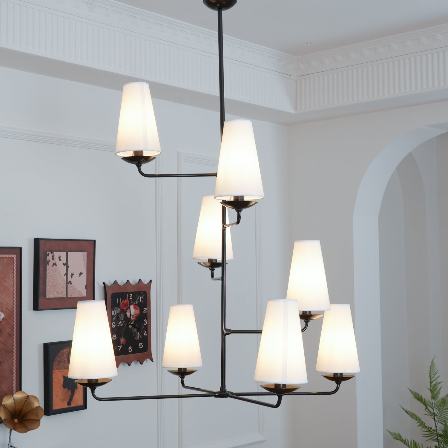 Lustra Lustre Vertical en Cuivre et Lin