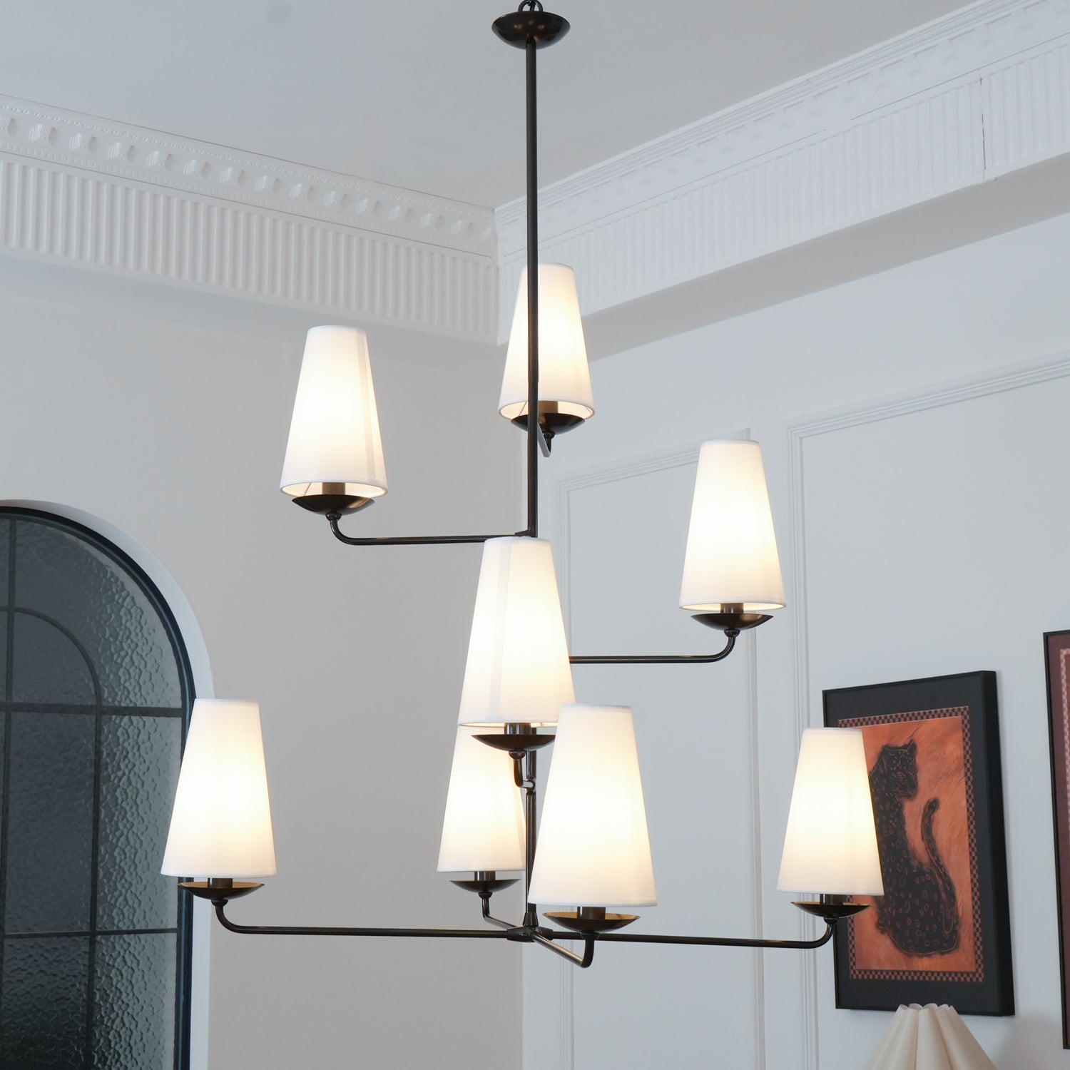 Lustra Lustre Vertical en Cuivre et Lin