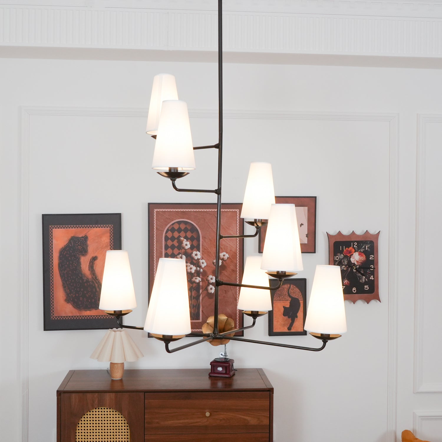 Lustra Lustre Vertical en Cuivre et Lin