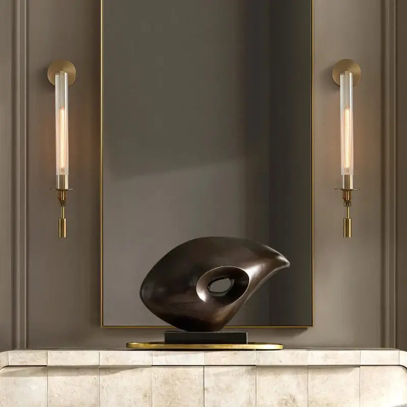 Lustra Applique Murale Laiton Minimaliste Verre Cannelé