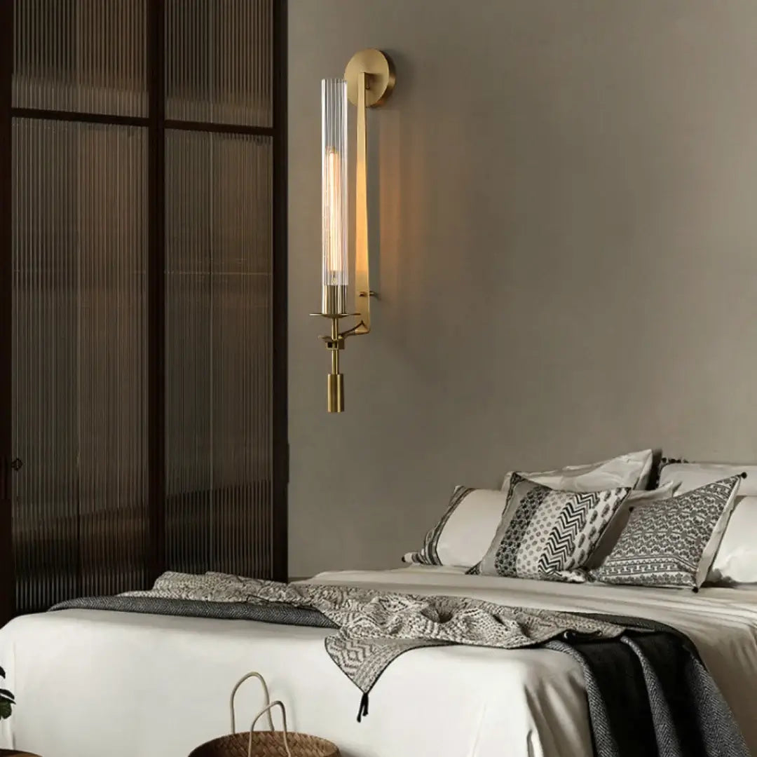 Ceshaisra French Classicism Plug-in Brass Glass Wall Lamp