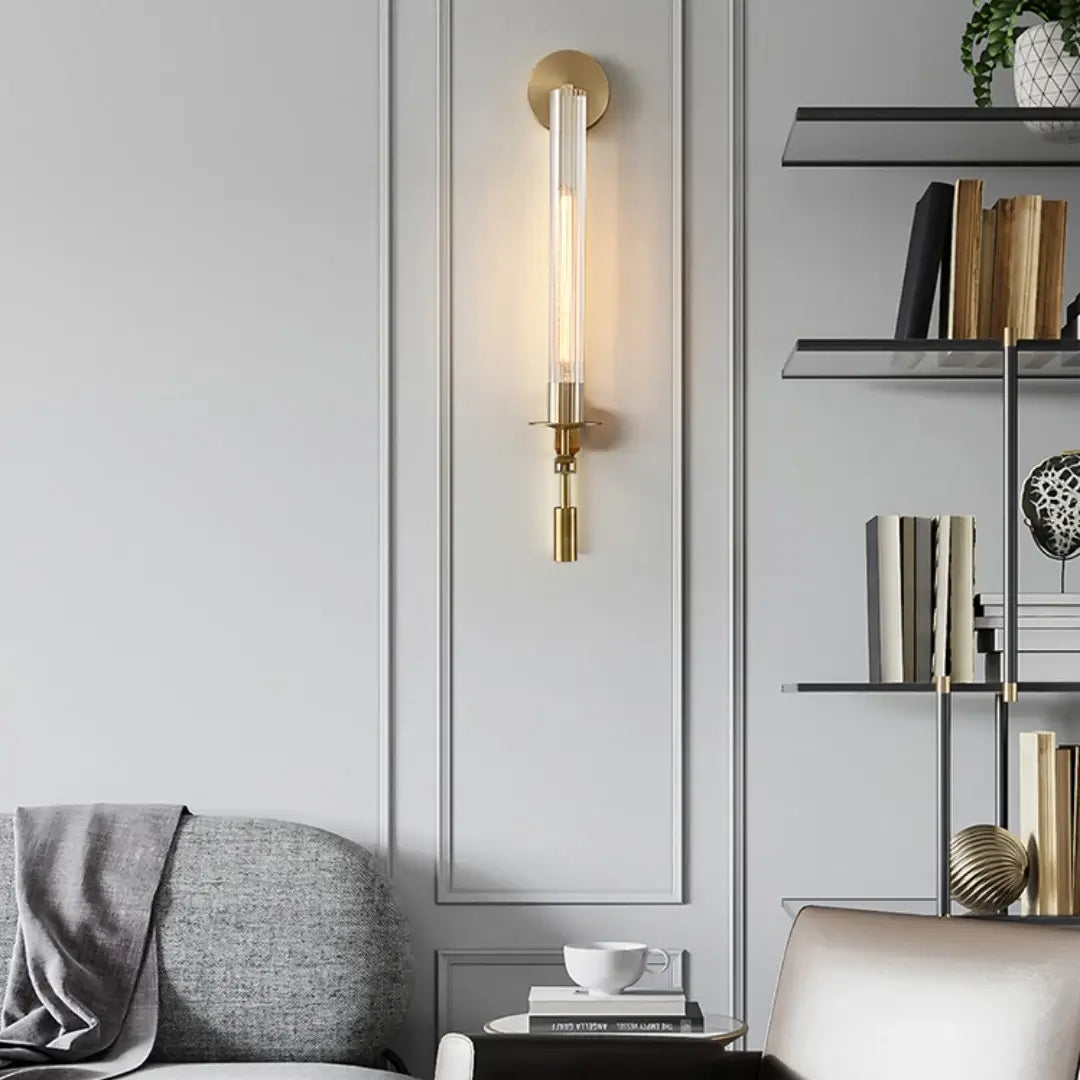 Lustra Applique Murale Laiton Minimaliste Verre Cannelé