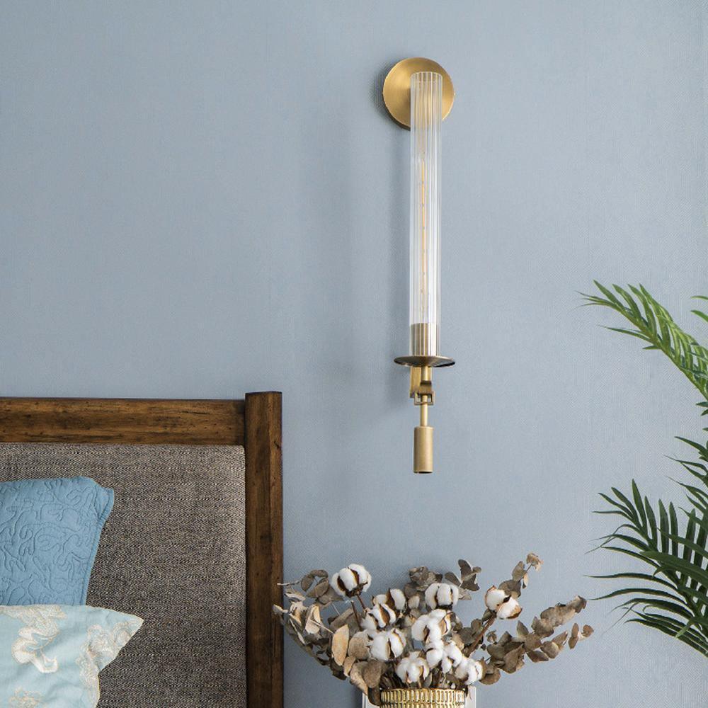Lustra Applique Murale Laiton Minimaliste Verre Cannelé