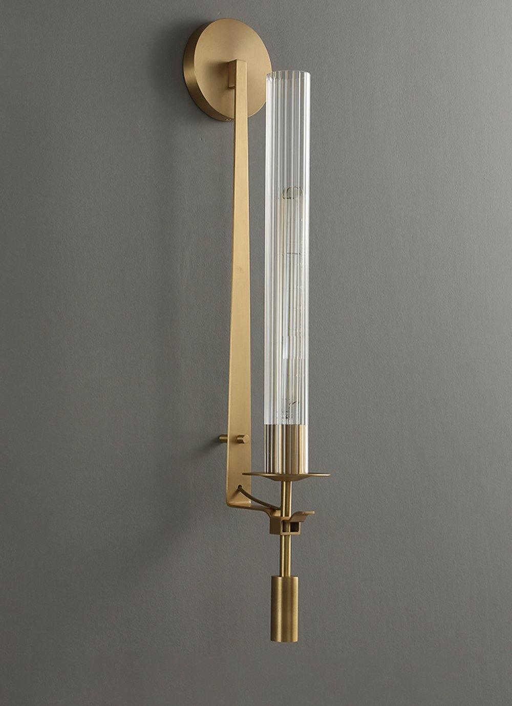 Lustra Applique Murale Laiton Minimaliste Verre Cannelé