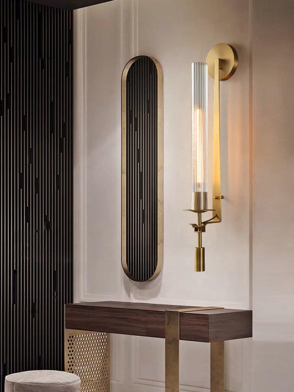 Lustra Applique Murale Laiton Minimaliste Verre Cannelé