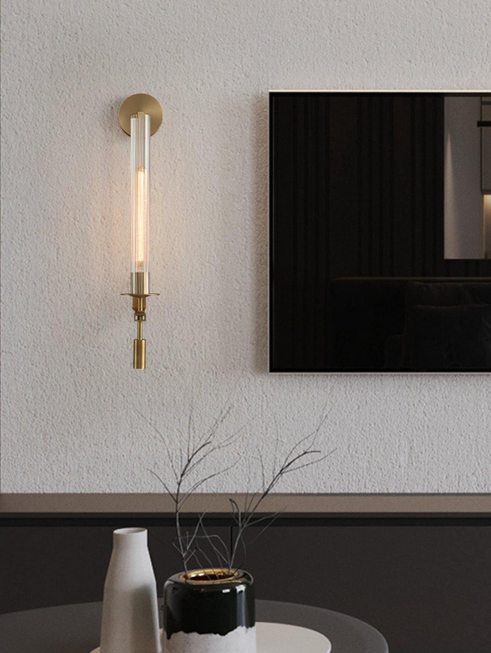Lustra Applique Murale Laiton Minimaliste Verre Cannelé