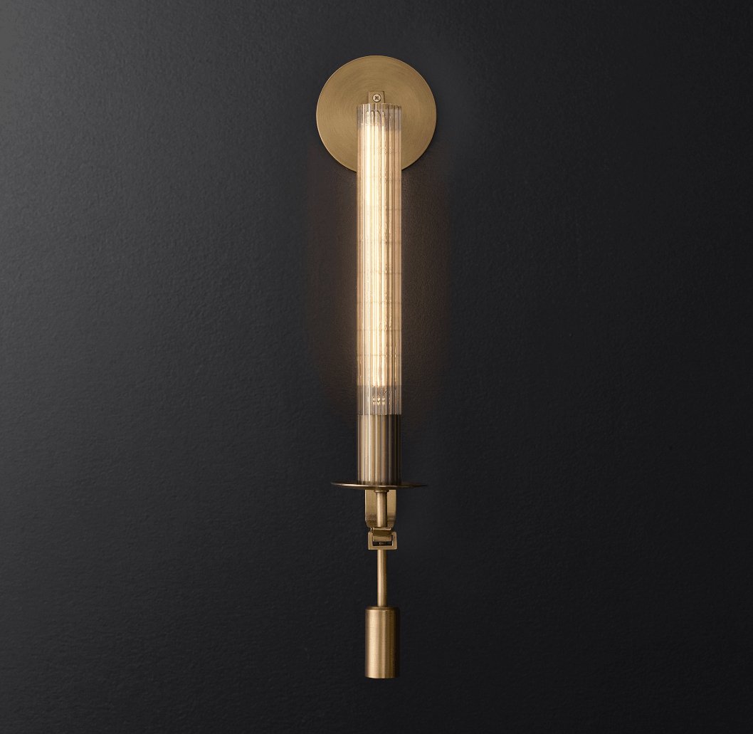 Lustra Applique Murale Laiton Minimaliste Verre Cannelé