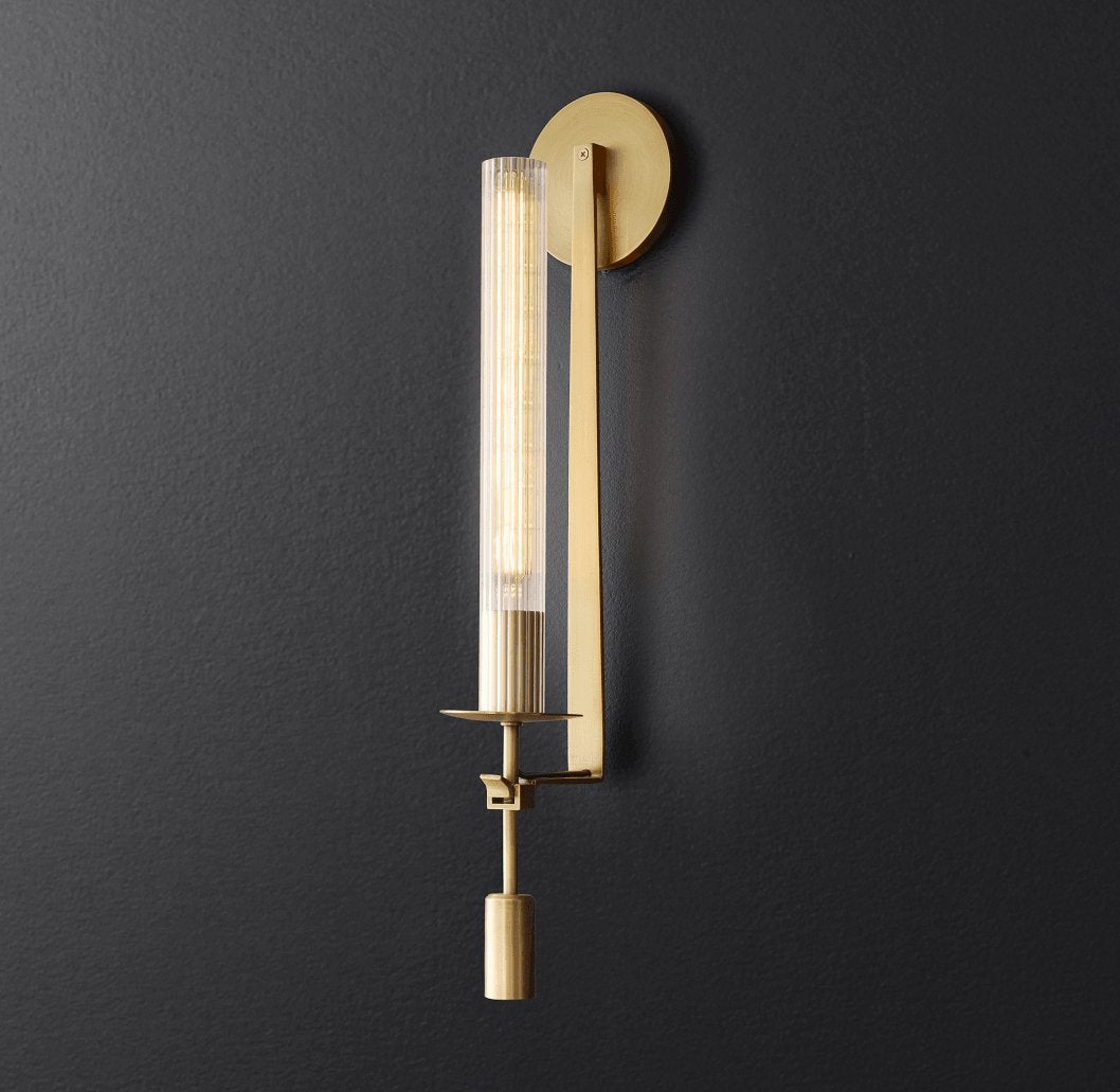 Lustra Applique Murale Laiton Minimaliste Verre Cannelé